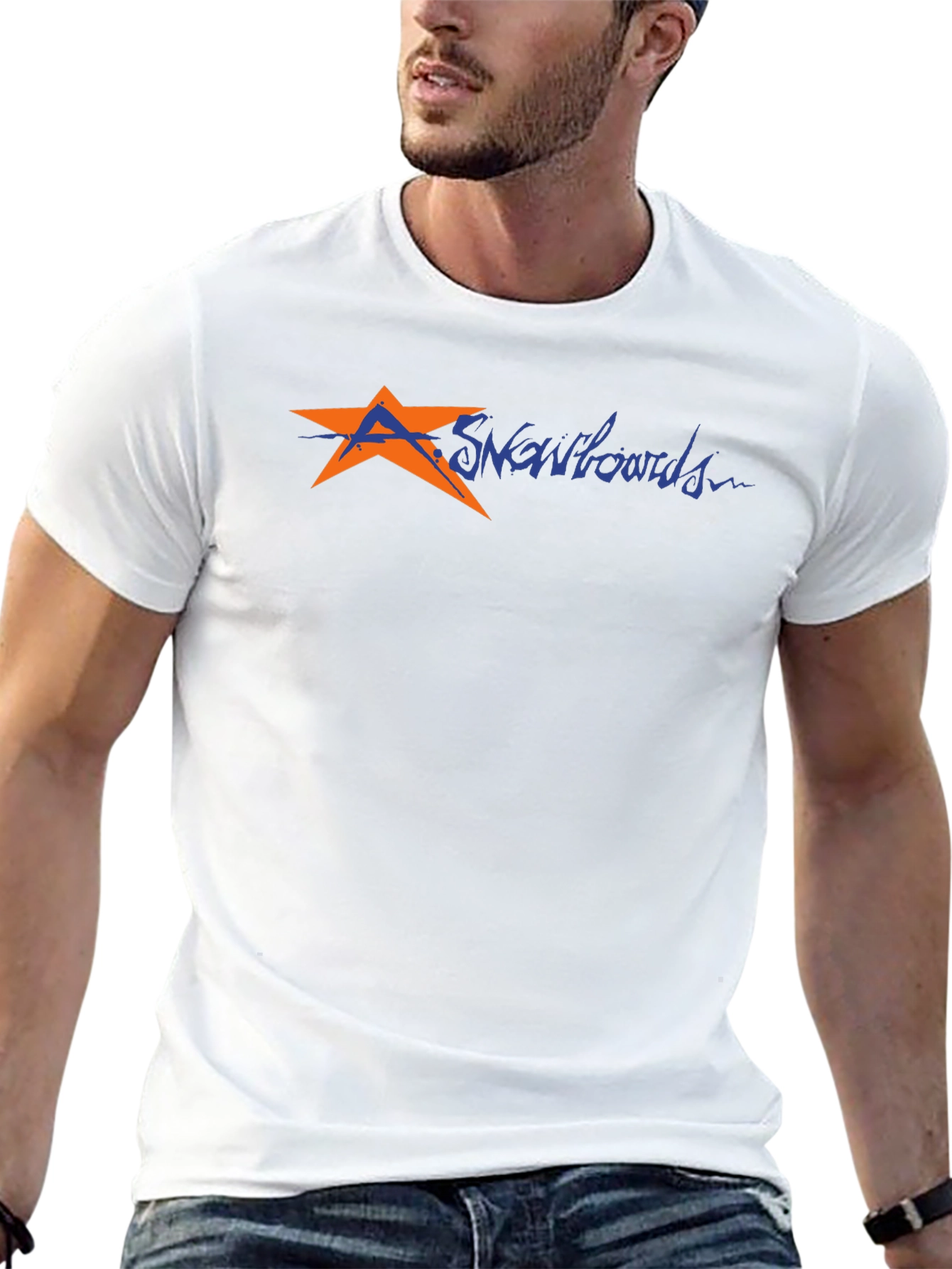 Mens Black T-Shirt with Snowboard Graphic