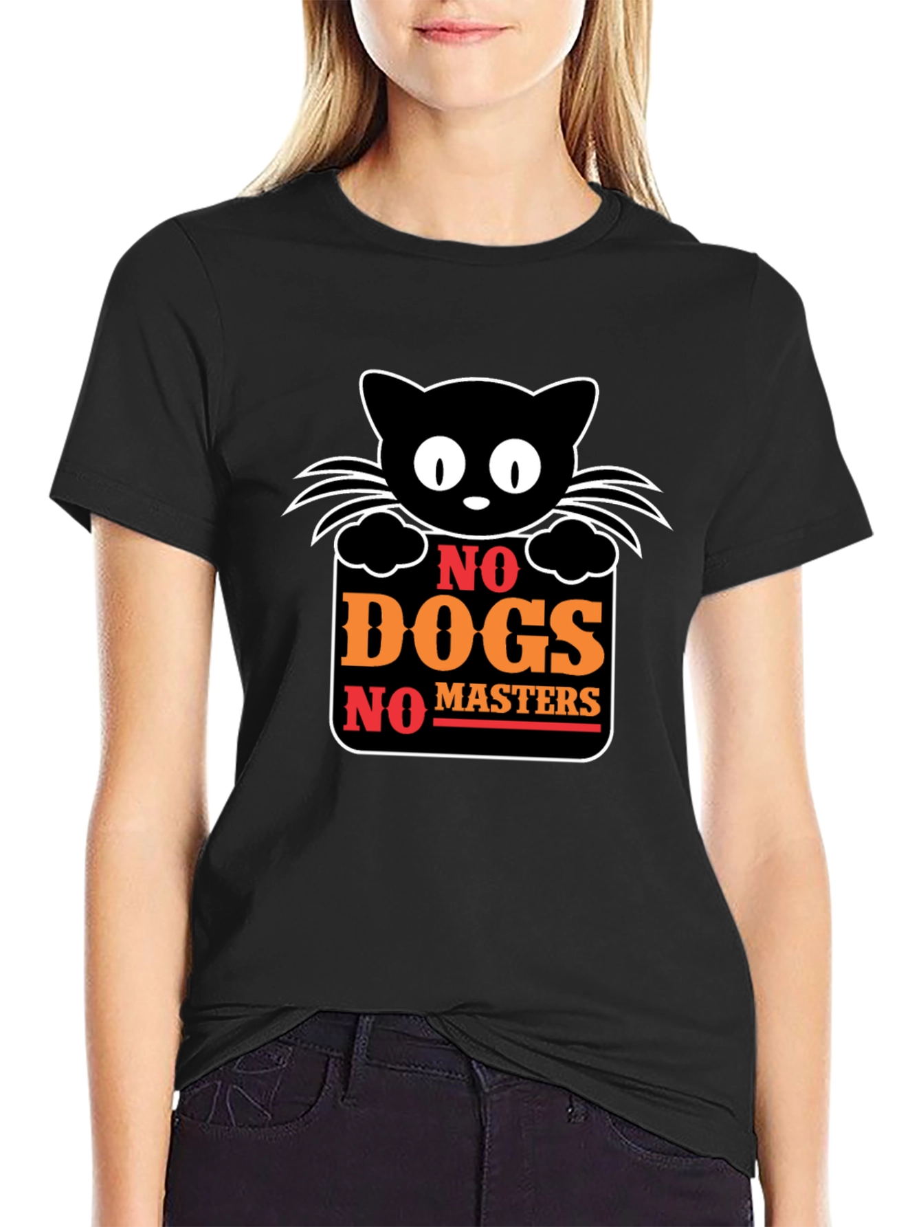No Dogs No Masters Cat Graphic T-Shirt