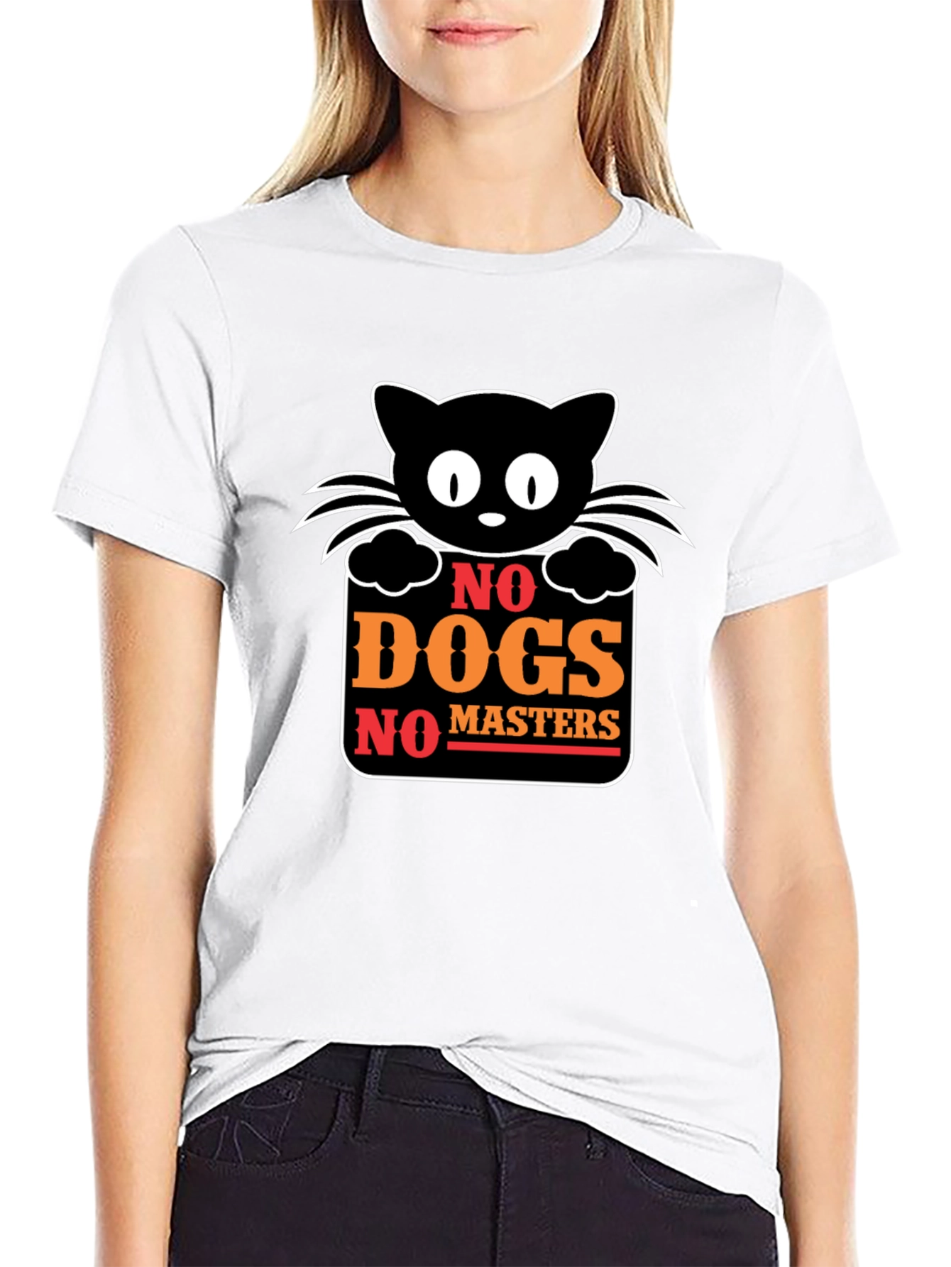 No Dogs No Masters Cat Graphic T-Shirt