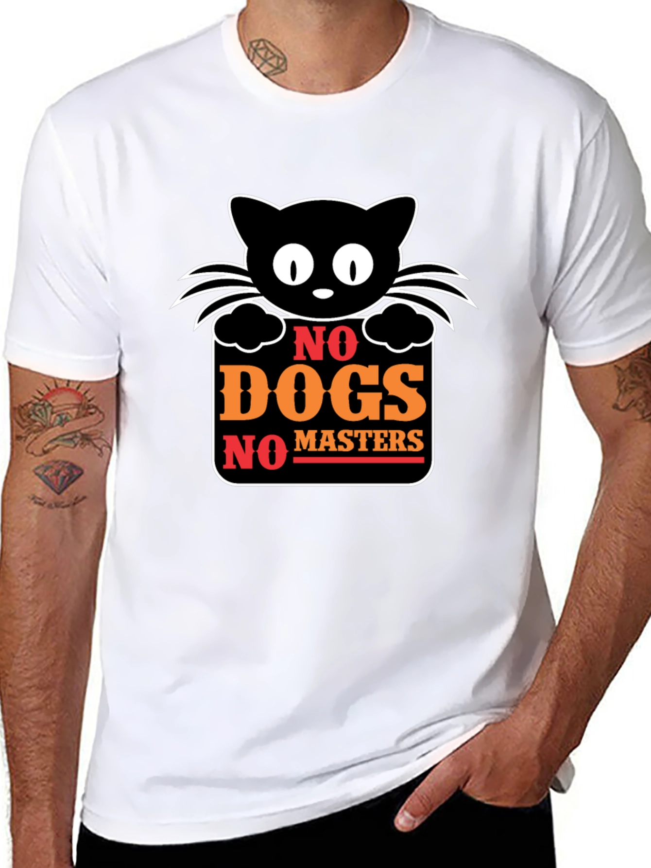 No Dogs No Masters Cat Graphic T-Shirt