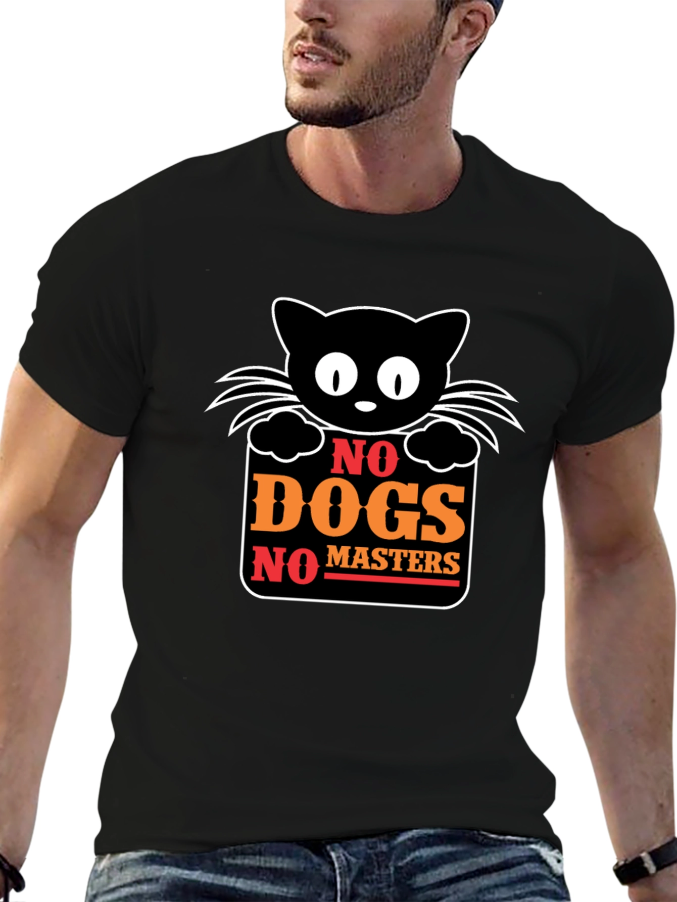 No Dogs No Masters Cat Graphic T-Shirt