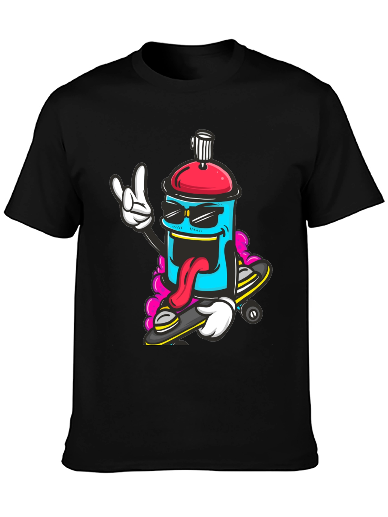Cool Cartoon Spray Can Skateboard T-Shirt