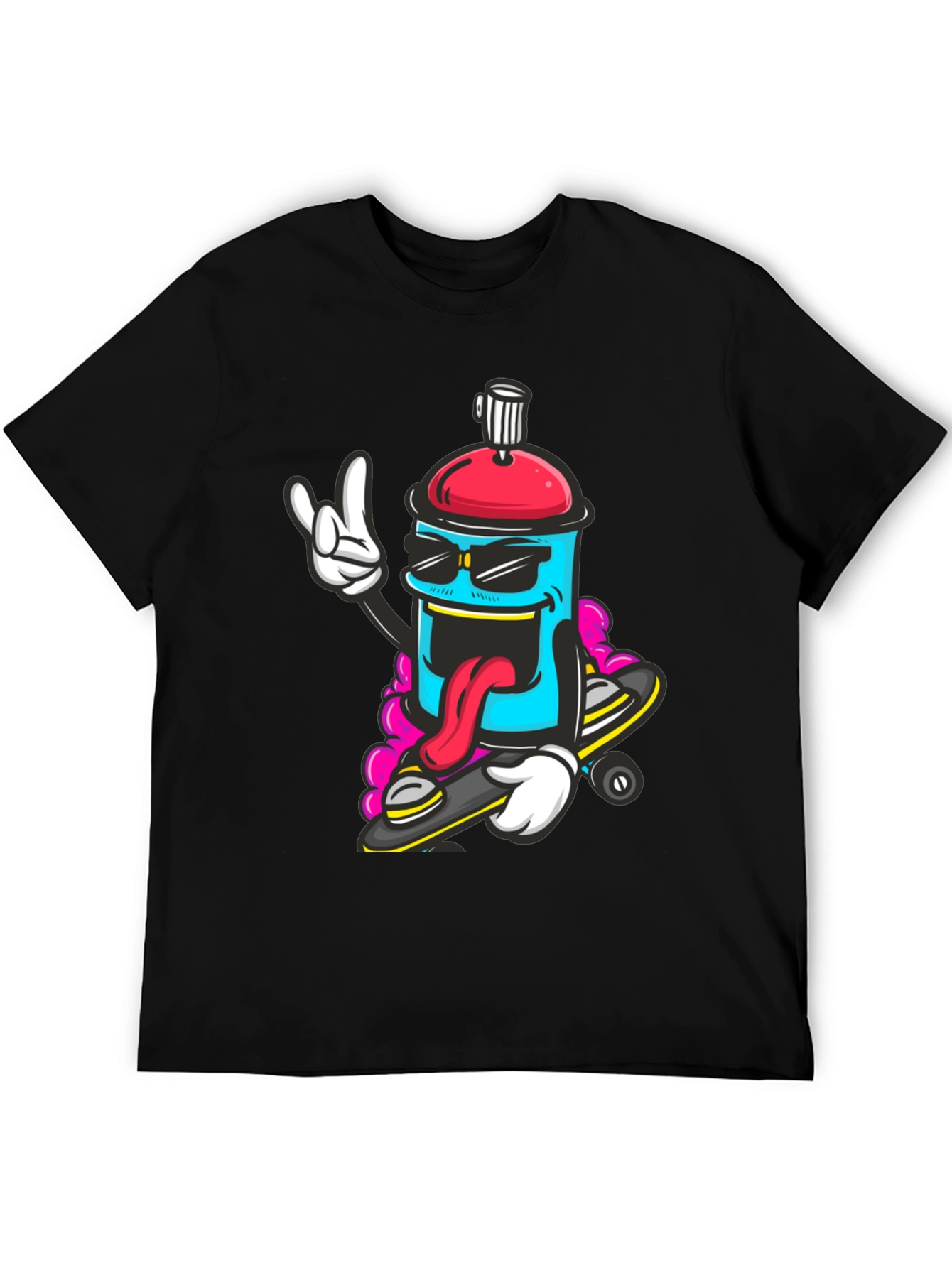 Cool Cartoon Spray Can Skateboard T-Shirt