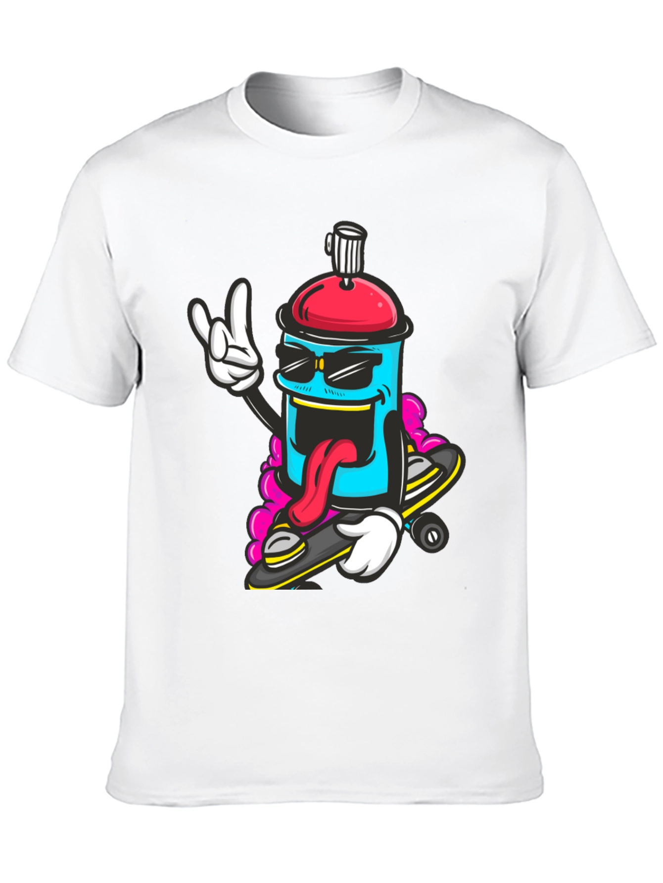 Cool Cartoon Spray Can Skateboard T-Shirt
