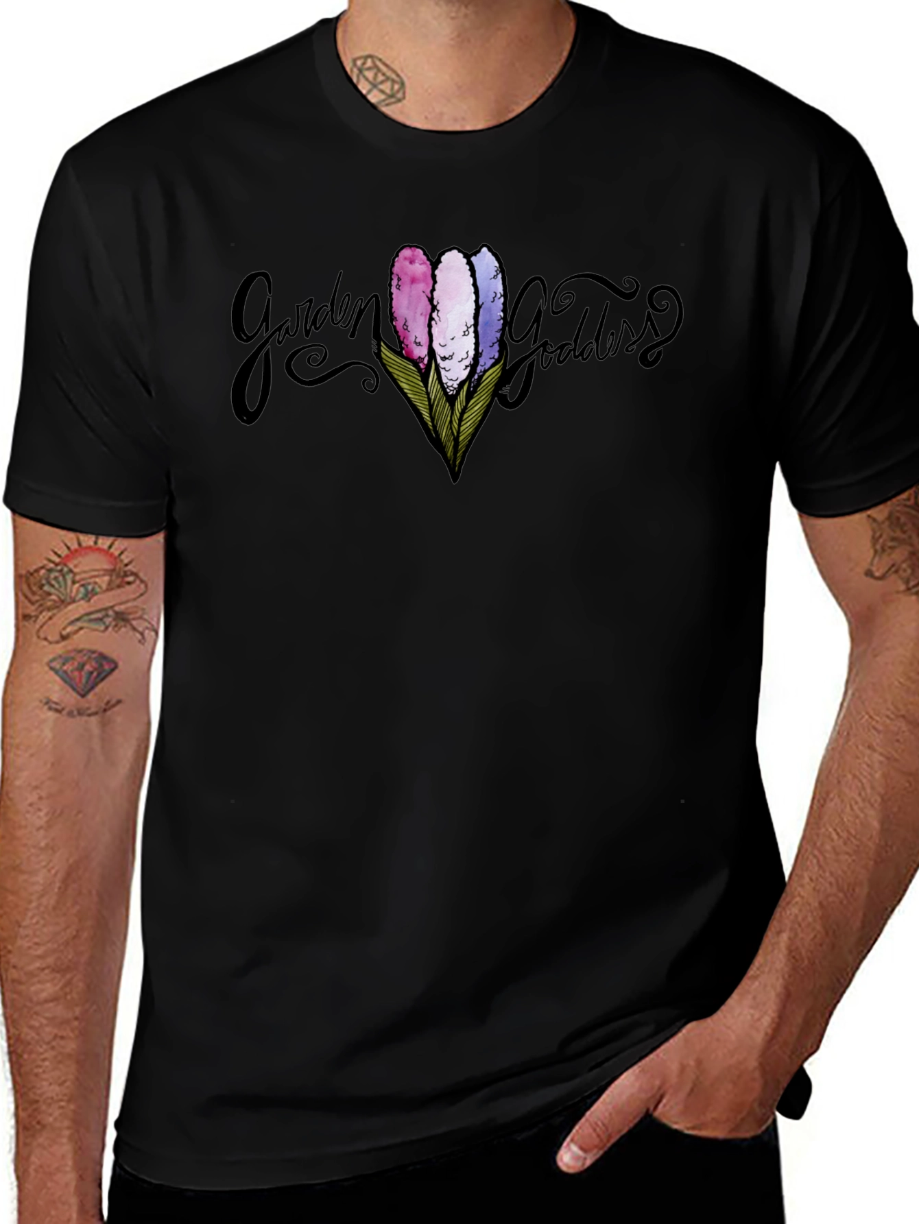 Garden Goddess Graphic Tee - Black Unisex T-Shirt