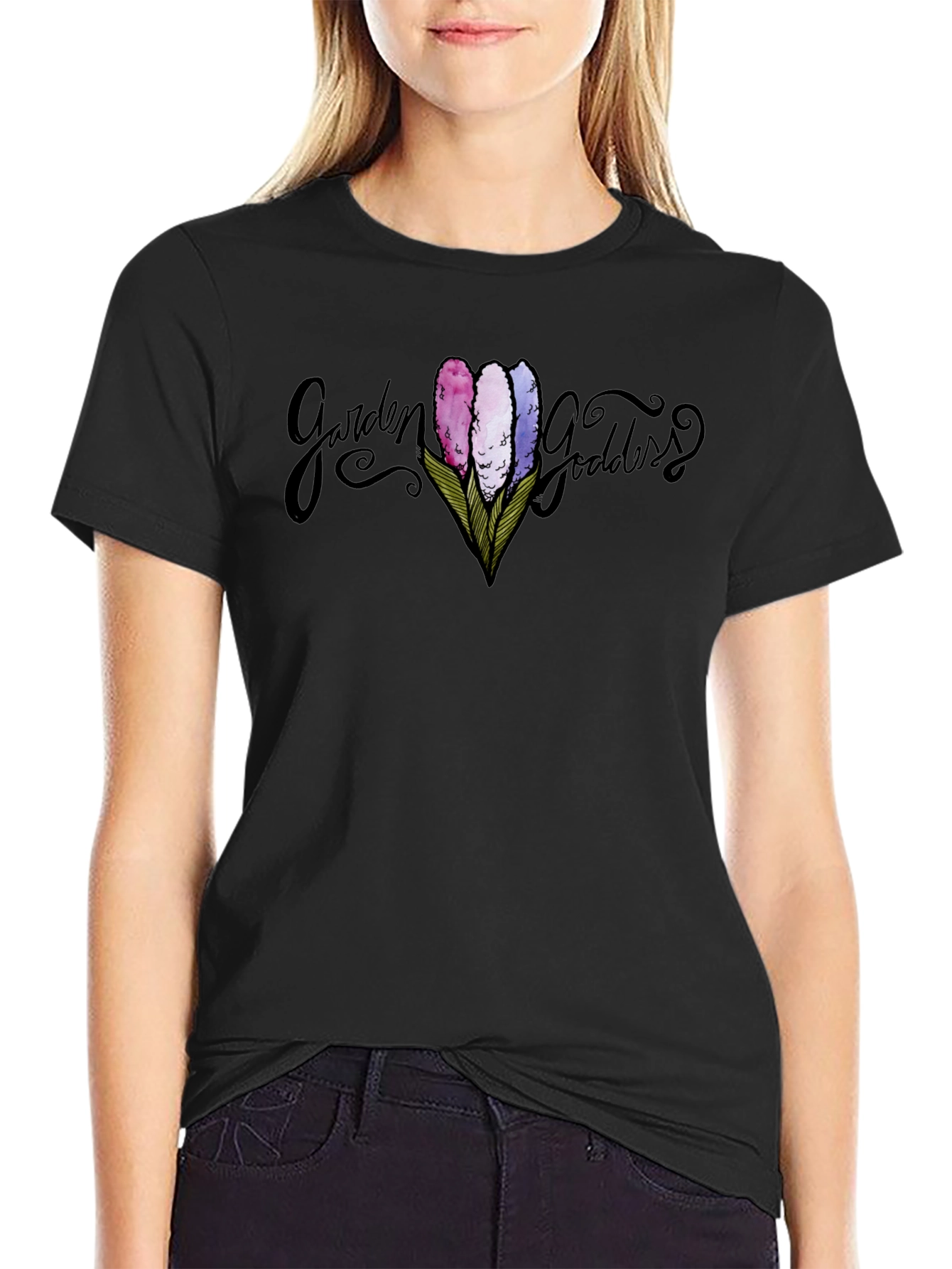Garden Goddess Graphic Tee - Black Unisex T-Shirt