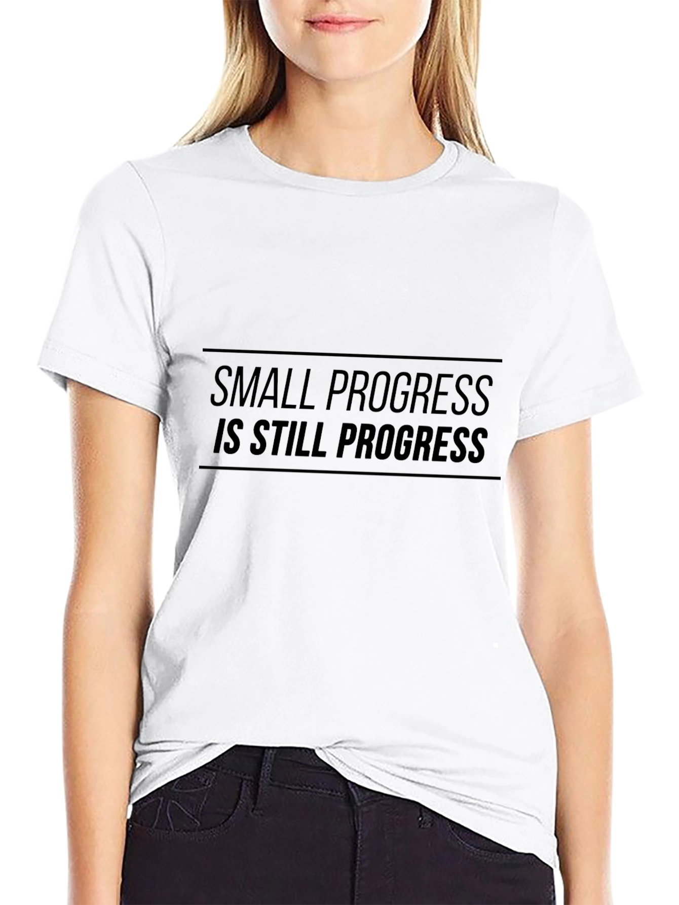 Motivational Small Progress Black T-Shirt