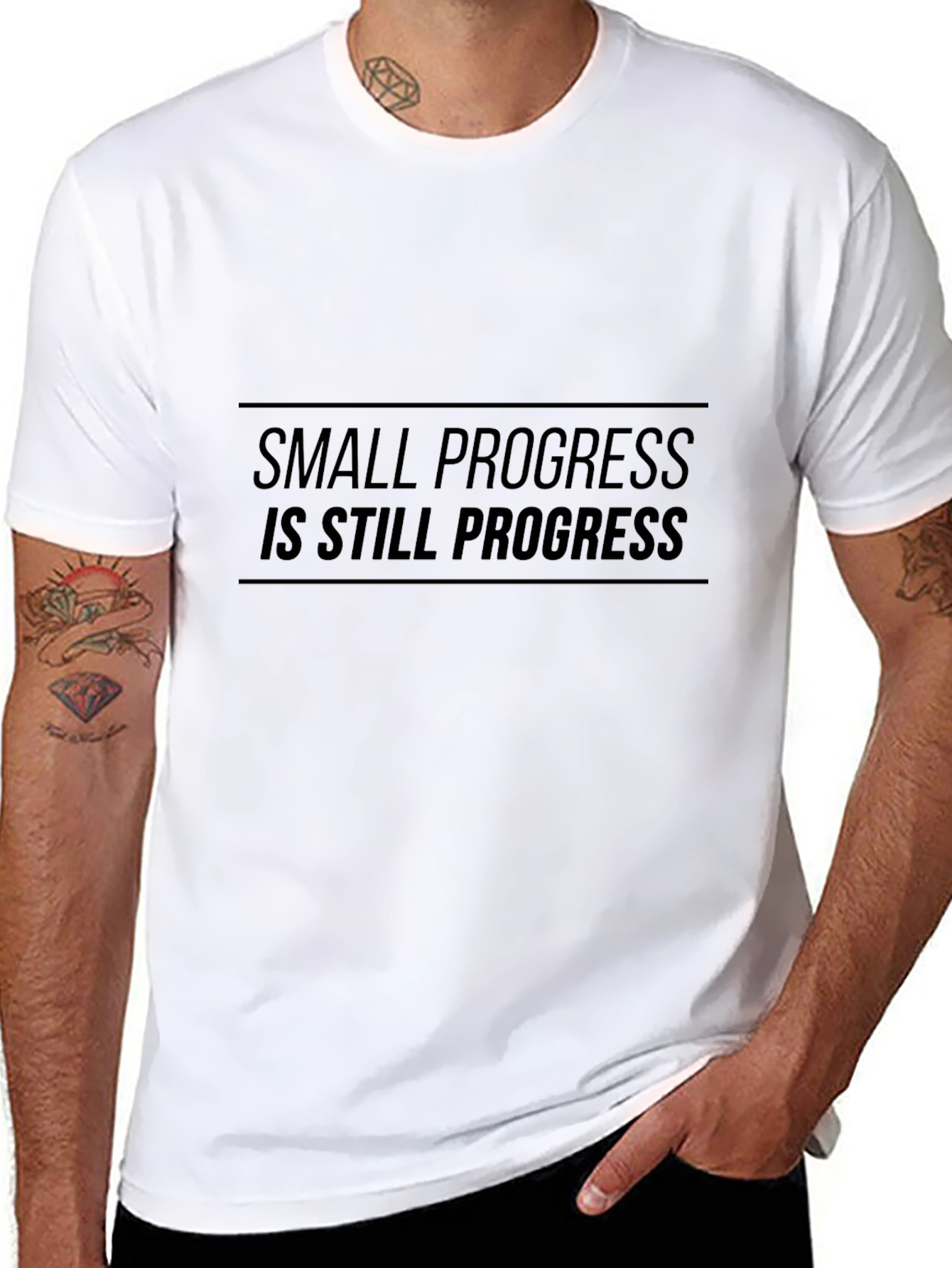Motivational Small Progress Black T-Shirt