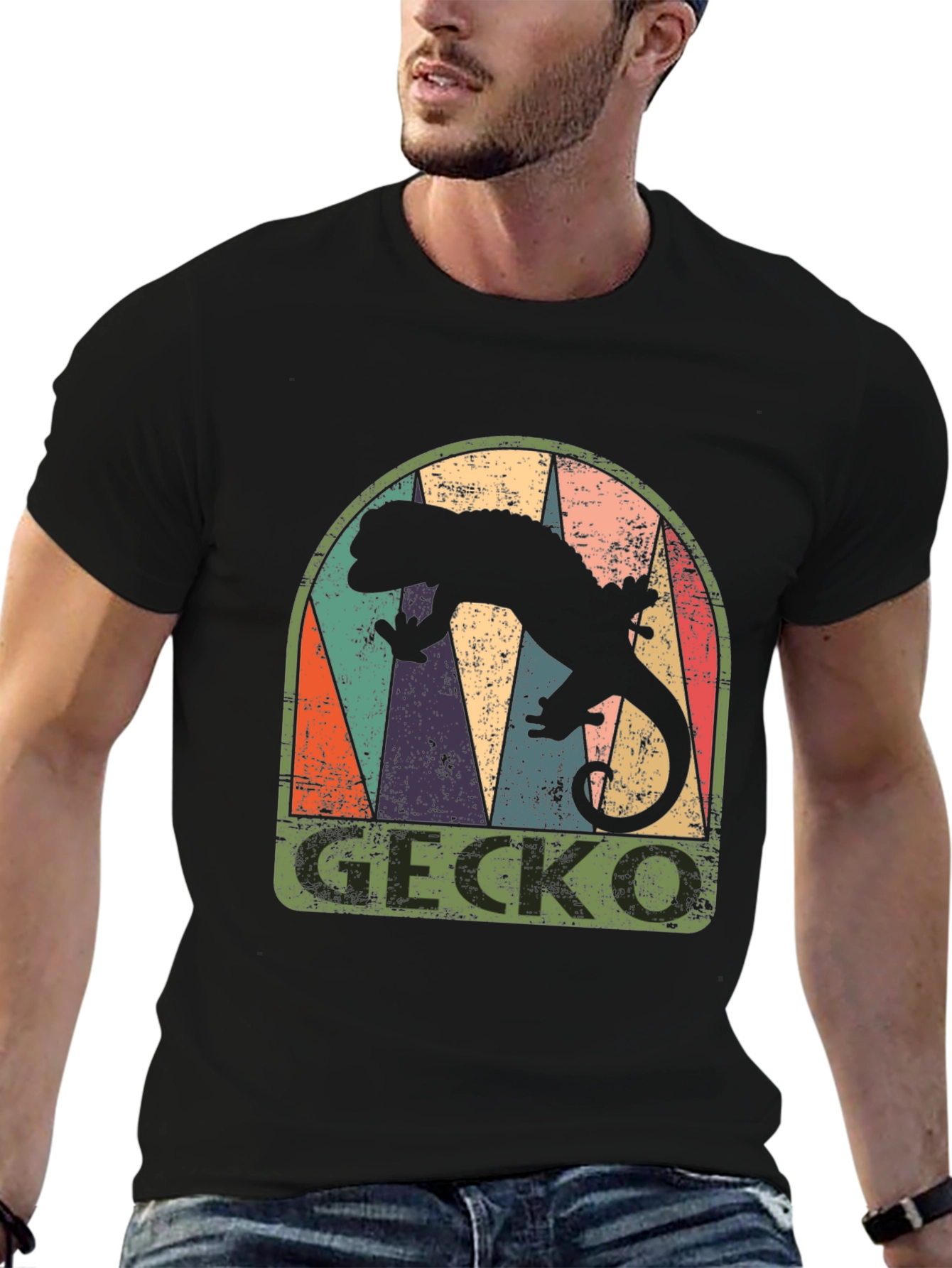 Retro Gecko Graphic T-Shirt - Cool Reptile Tee