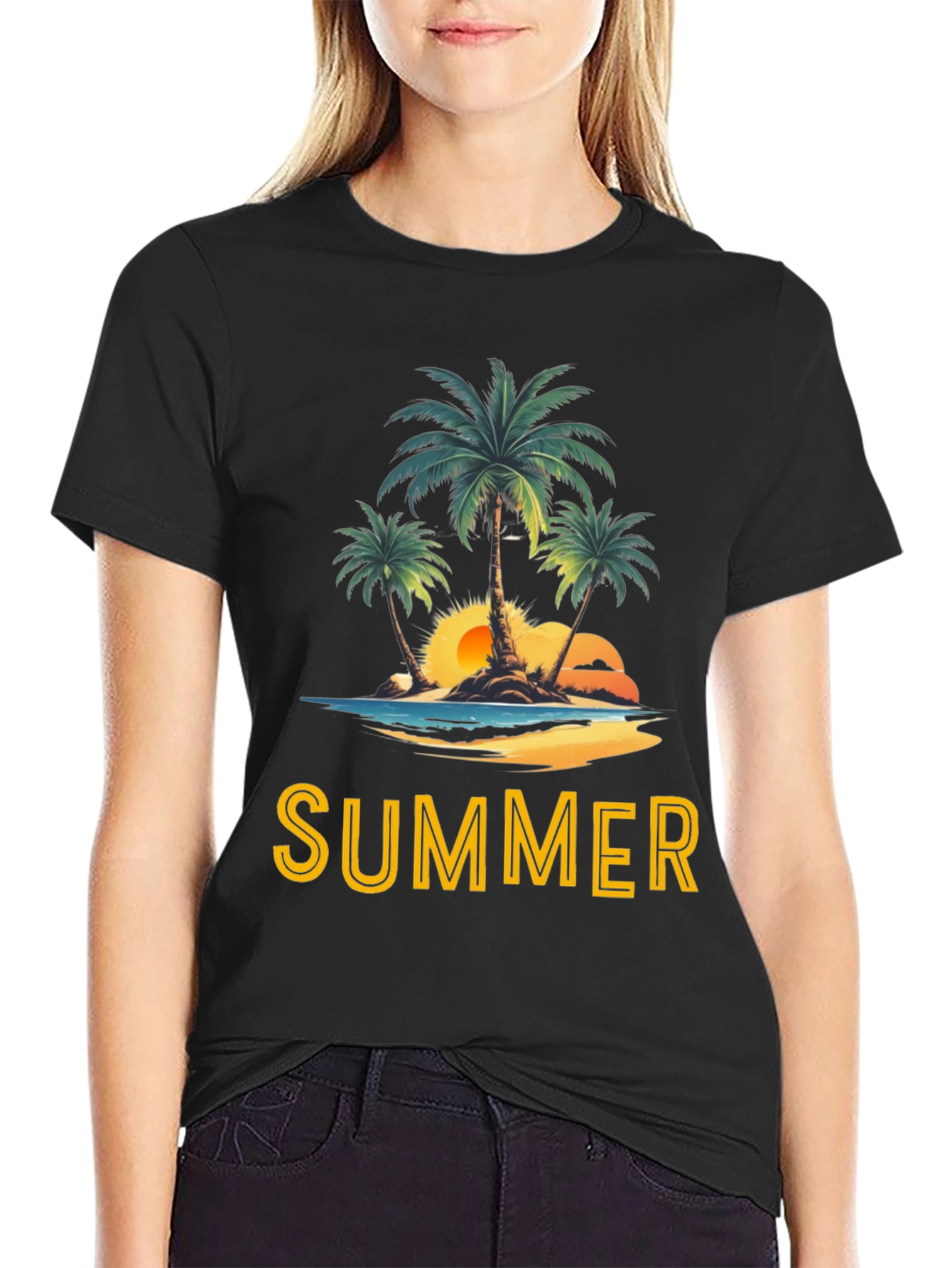 Summer Beach Palm Tree Graphic T-Shirt