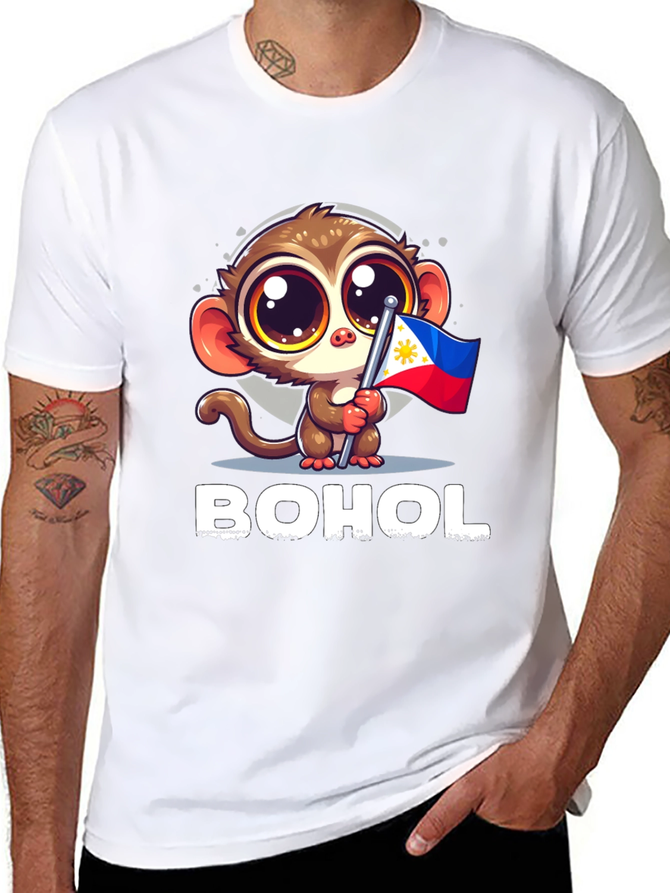 Bohol Tarsier Philippines Flag Graphic Tee