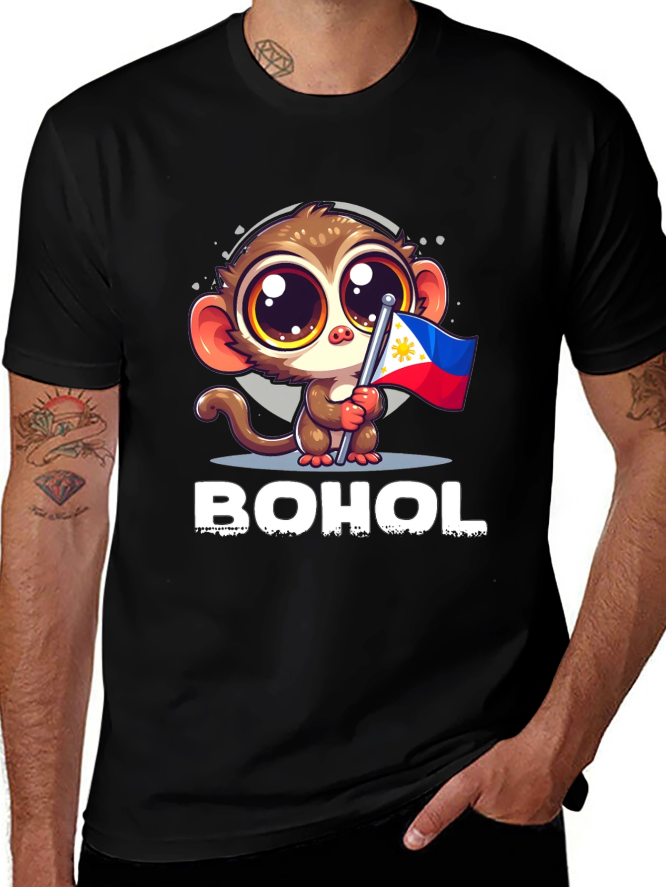 Bohol Tarsier Philippines Flag Graphic Tee