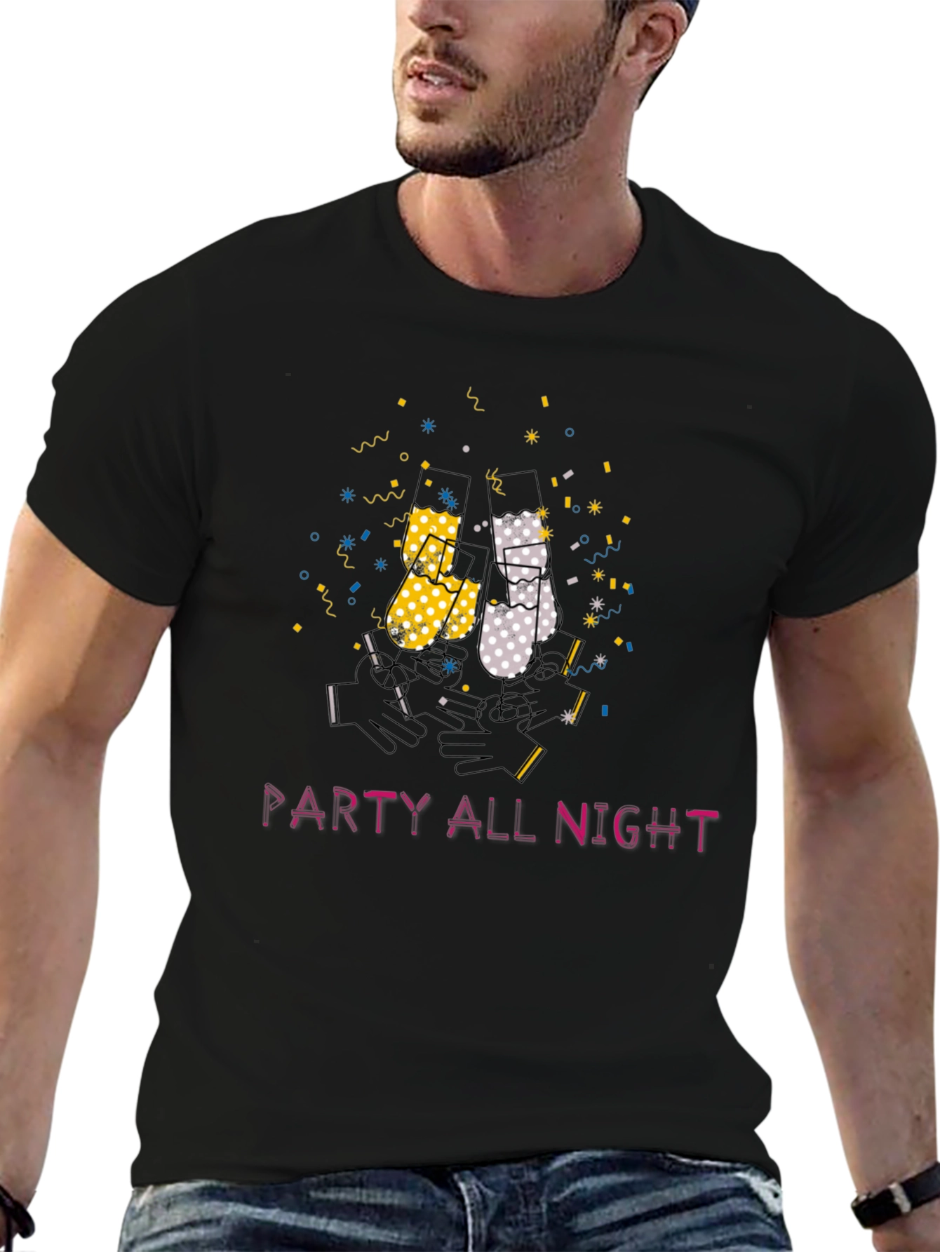 Party All Night Graphic Tee - Black