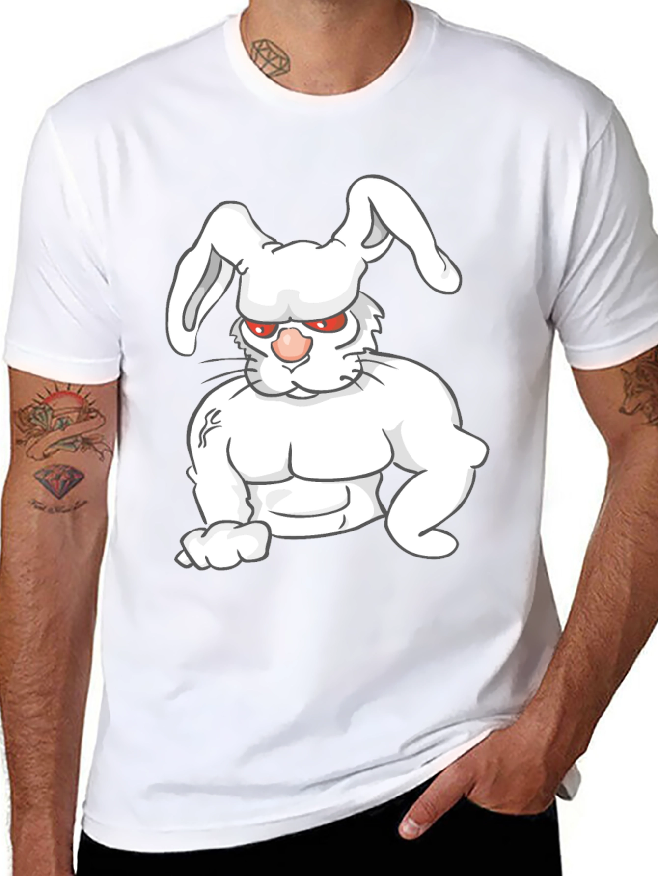 Buff Bunny Graphic Tee - Black Cotton Shirt