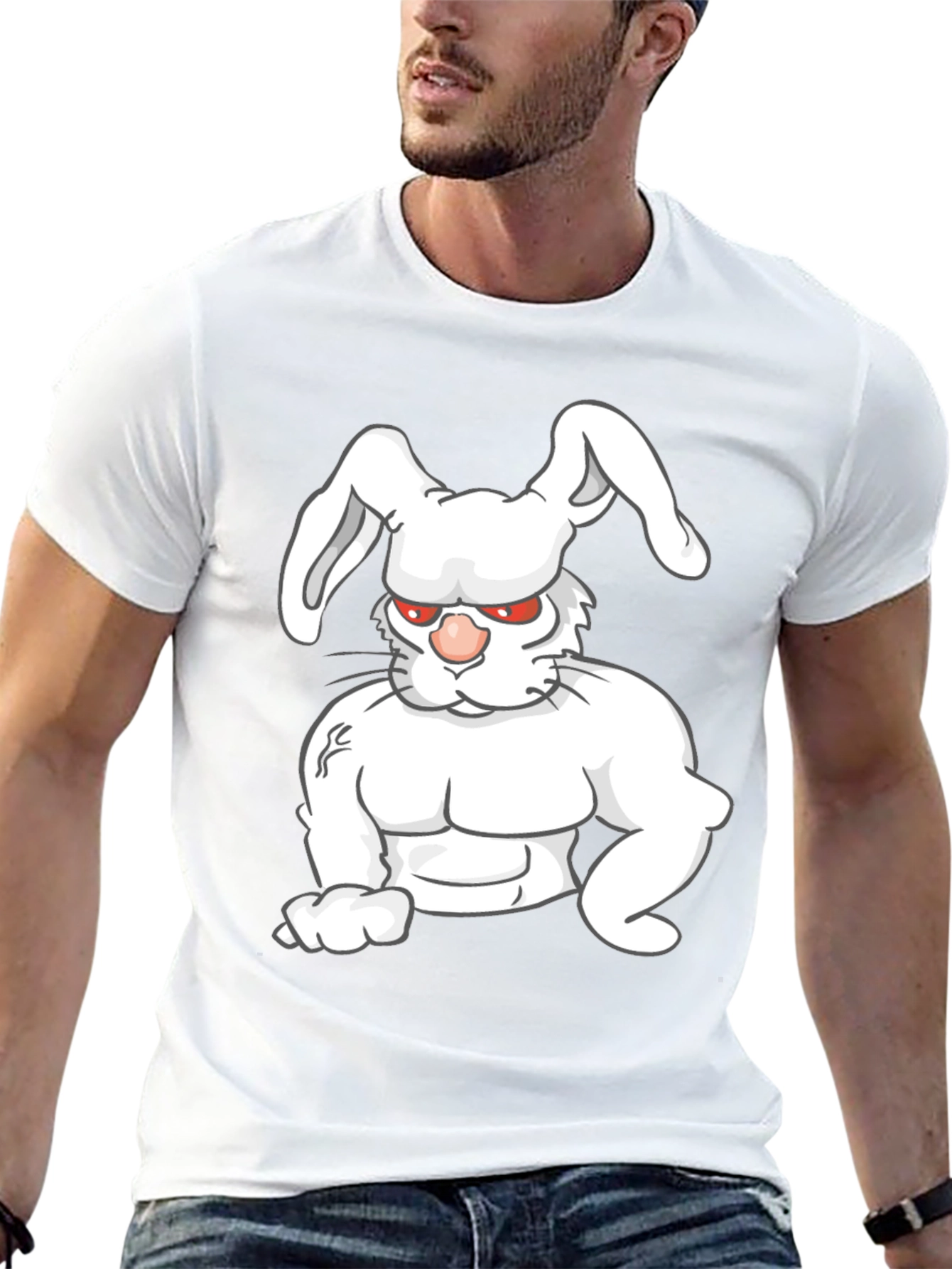 Buff Bunny Graphic Tee - Black Cotton Shirt