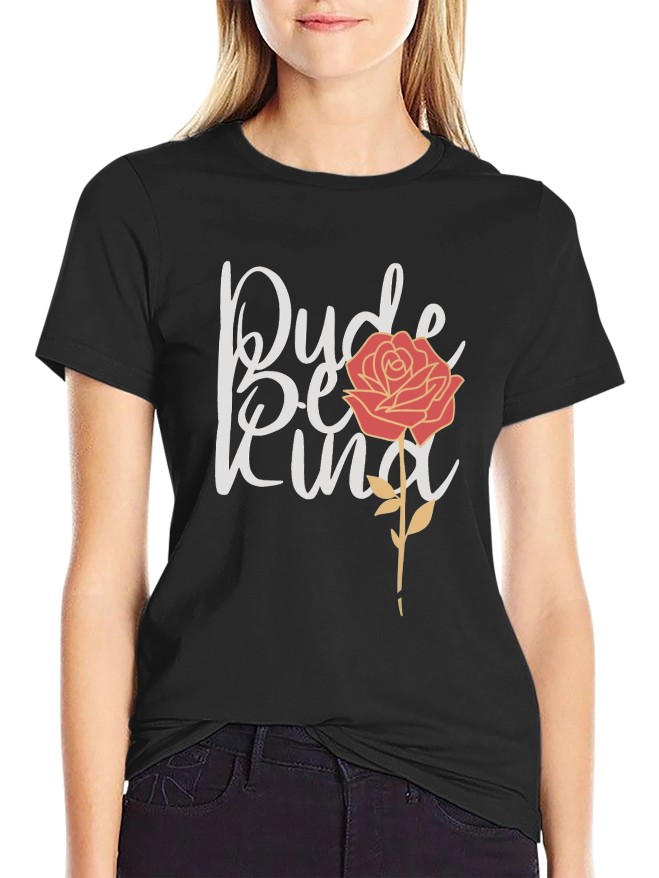 Dude Be Kind Rose Graphic Tee - Black