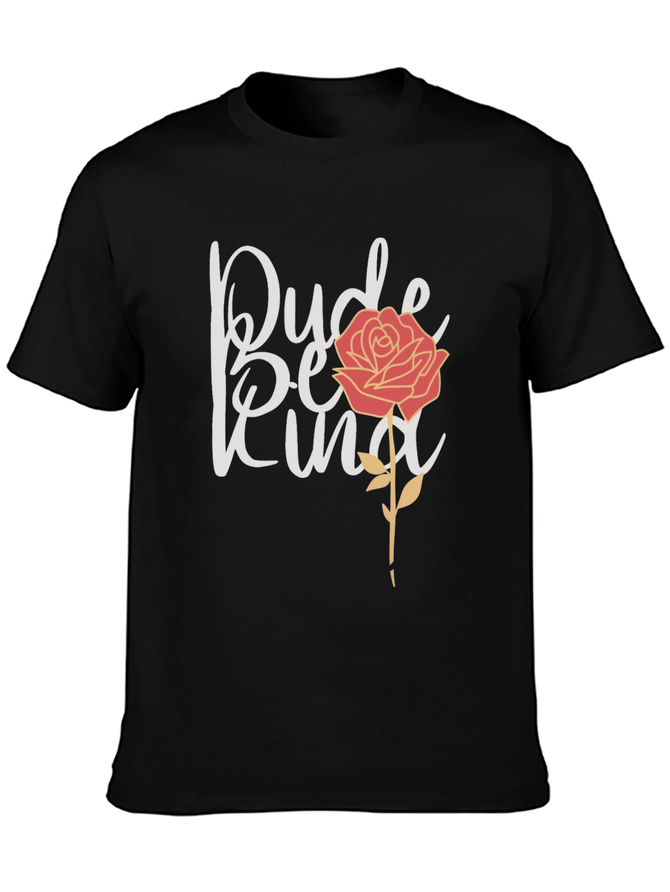 Dude Be Kind Rose Graphic Tee - Black