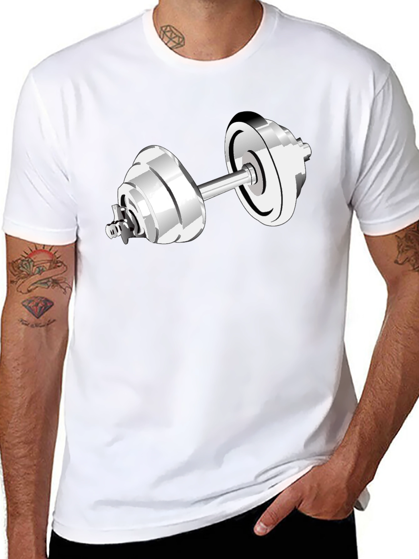 Weightlifting Dumbbell Graphic T-Shirt - Black