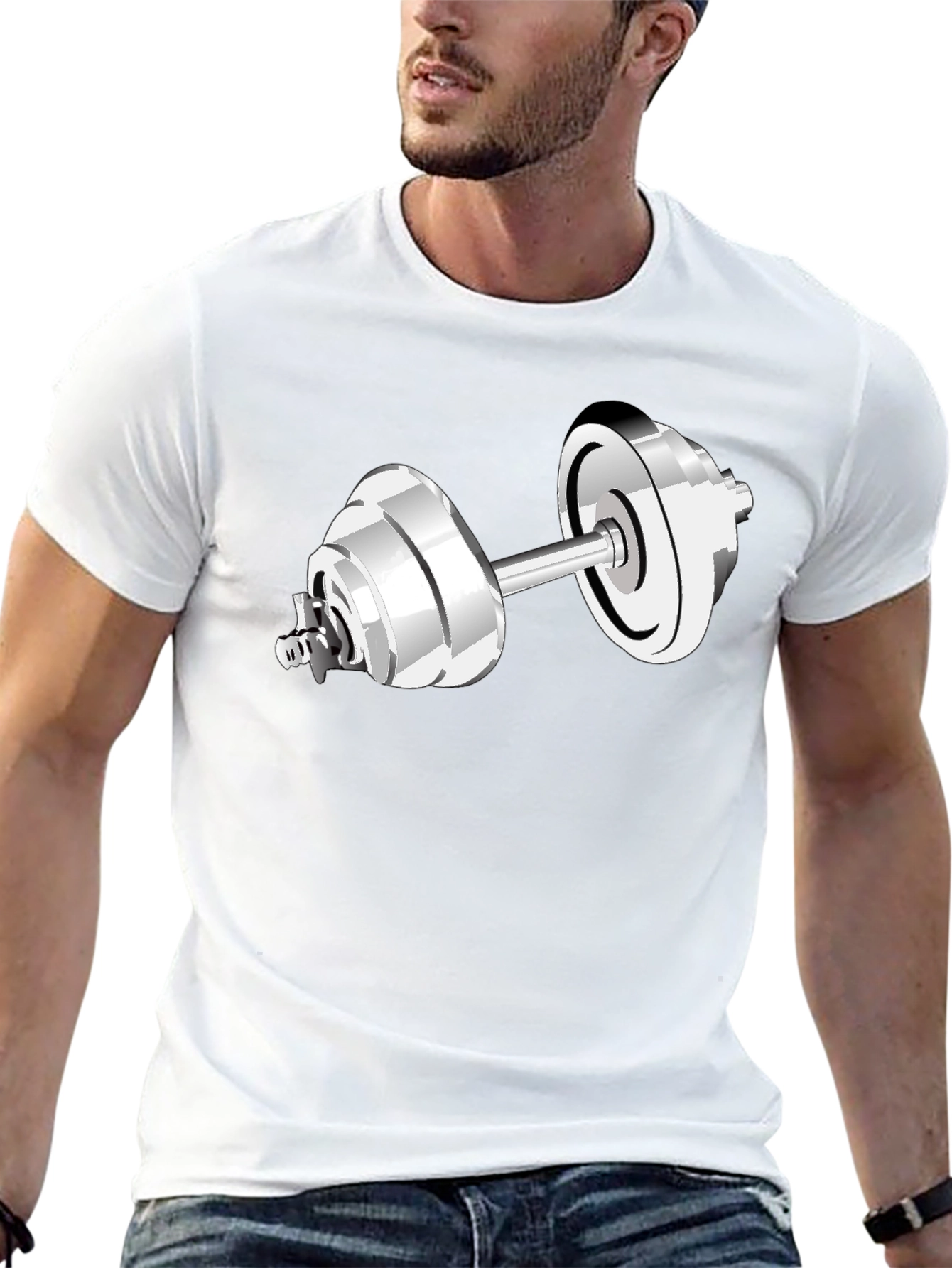 Weightlifting Dumbbell Graphic T-Shirt - Black