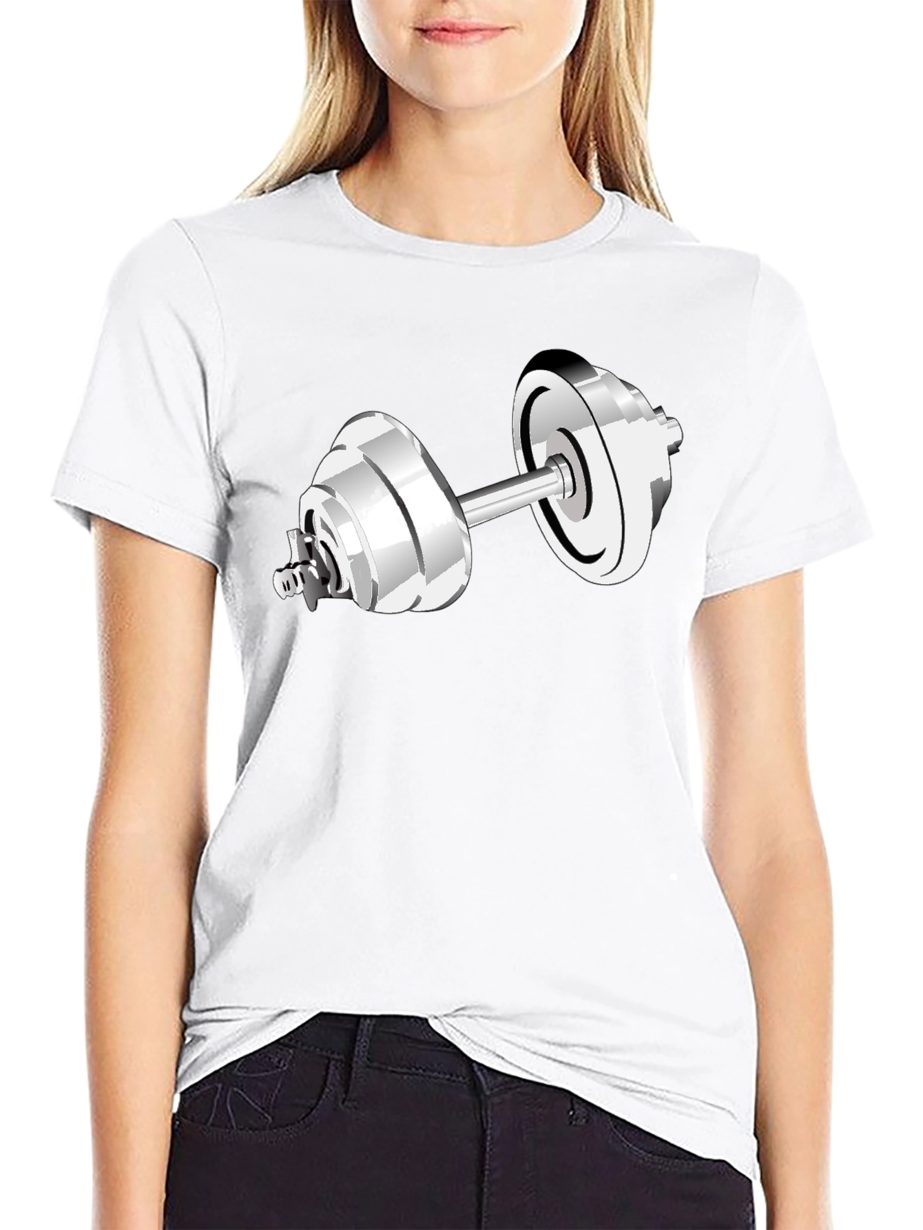 Weightlifting Dumbbell Graphic T-Shirt - Black