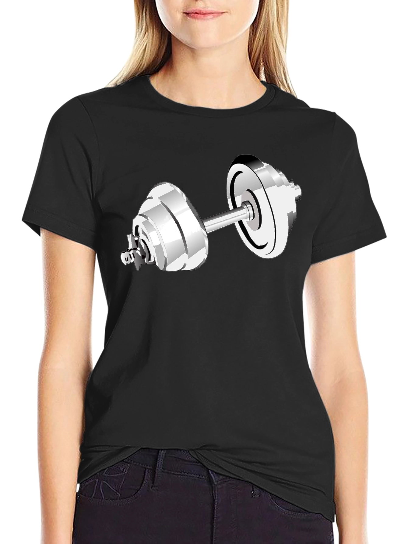 Weightlifting Dumbbell Graphic T-Shirt - Black