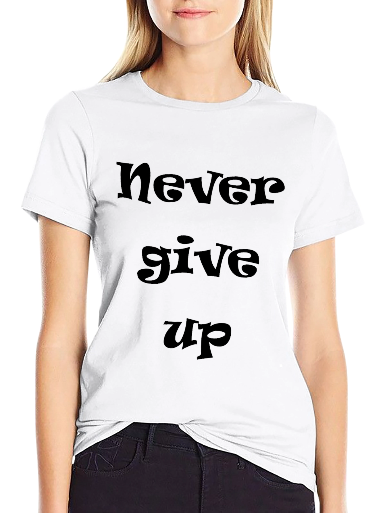 Motivational Never Give Up Black T-Shirt