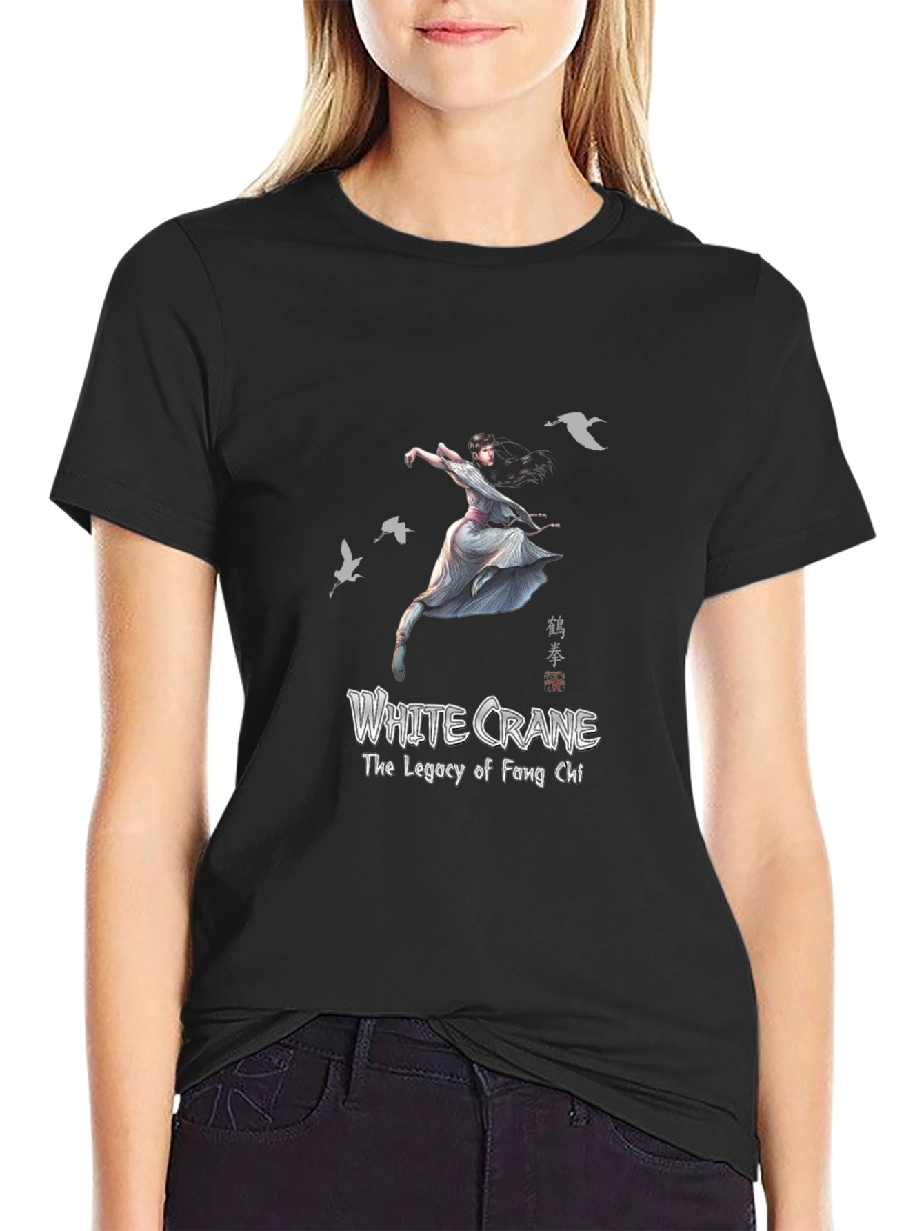 White Crane Kung Fu Graphic T-Shirt