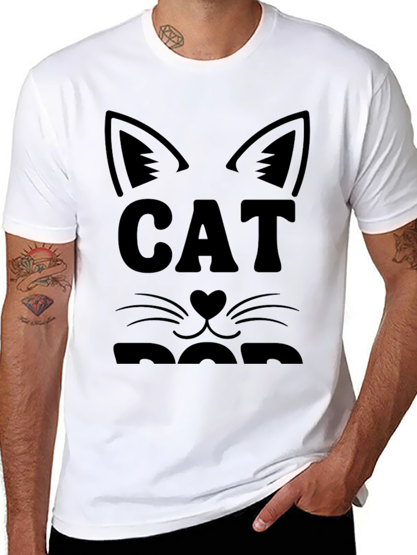 Cat Dad Graphic Tee - Black