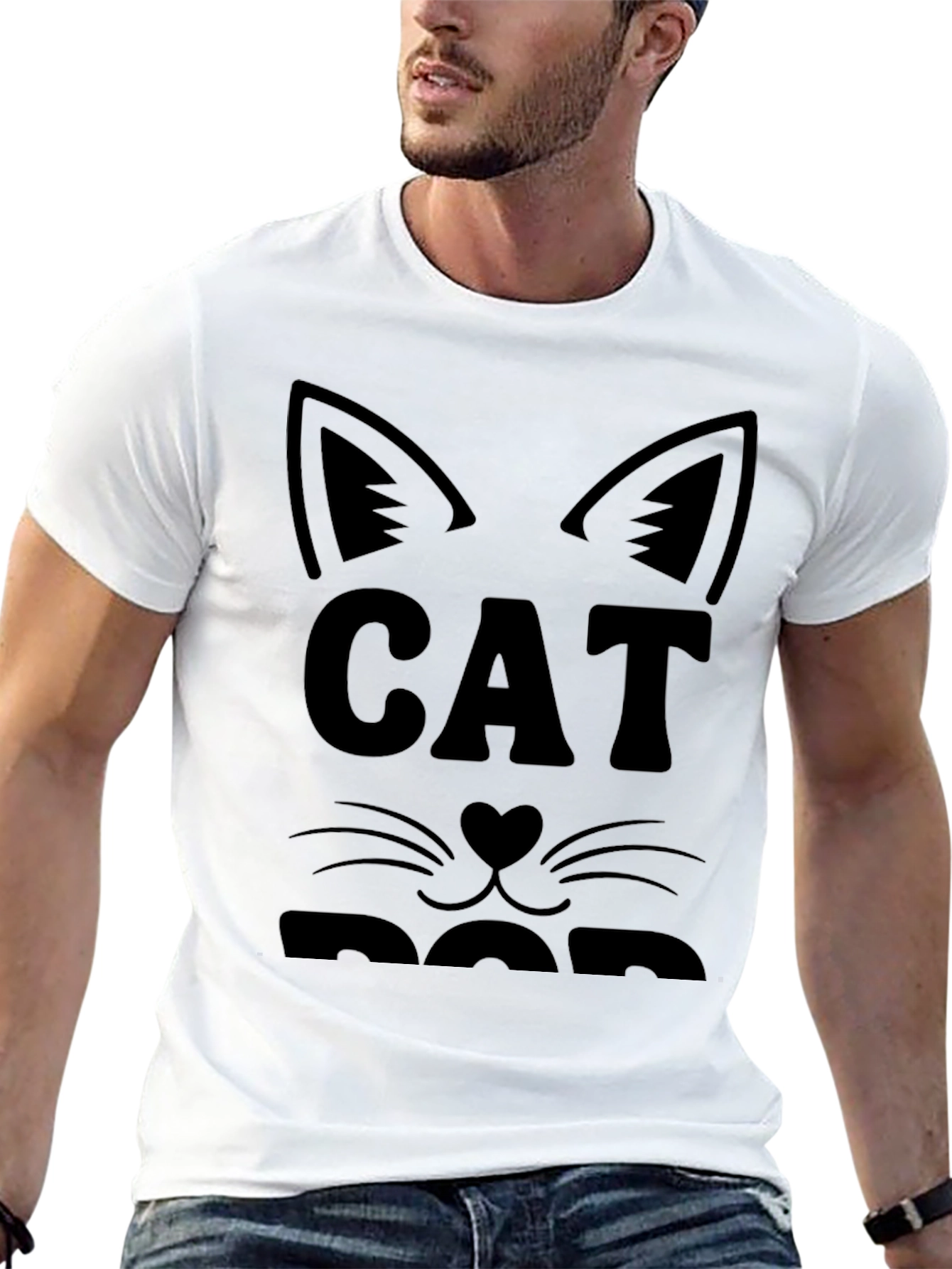 Cat Dad Graphic Tee - Black