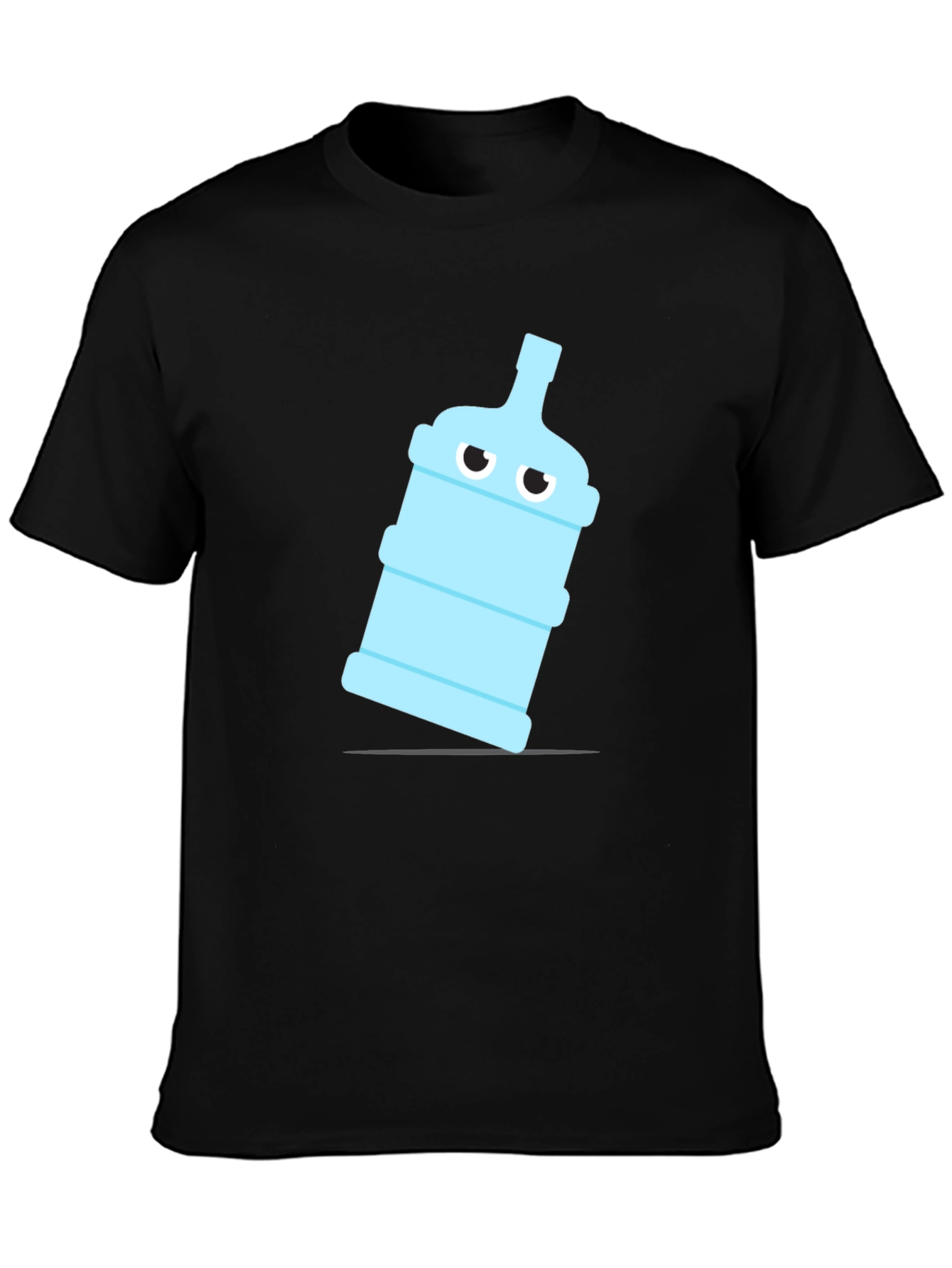 Funny Water Bottle Graphic Tee - Black Cotton T-Shirt