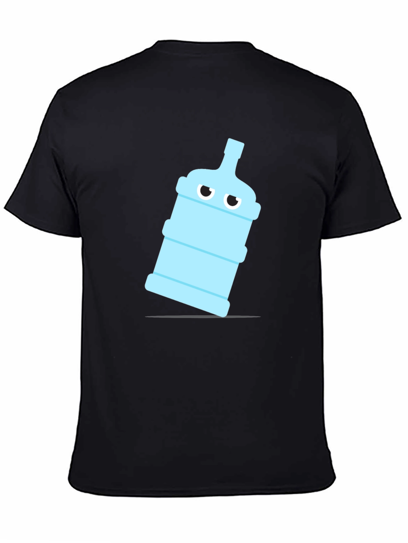 Funny Water Bottle Graphic Tee - Black Cotton T-Shirt