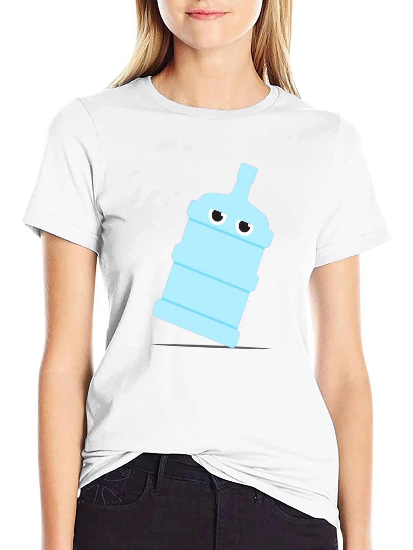 Funny Water Bottle Graphic Tee - Black Cotton T-Shirt