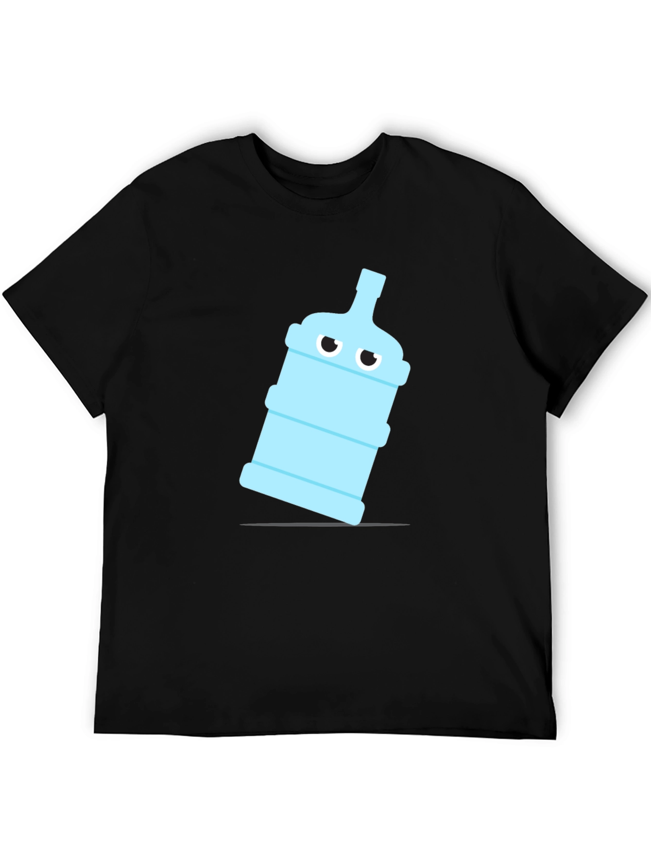 Funny Water Bottle Graphic Tee - Black Cotton T-Shirt