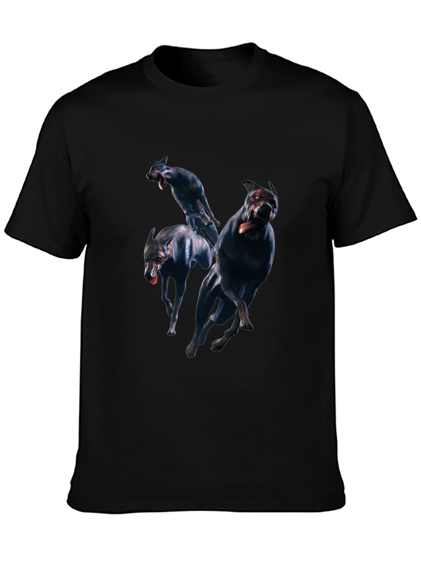 Mens Black T-Shirt with Dog Graphic