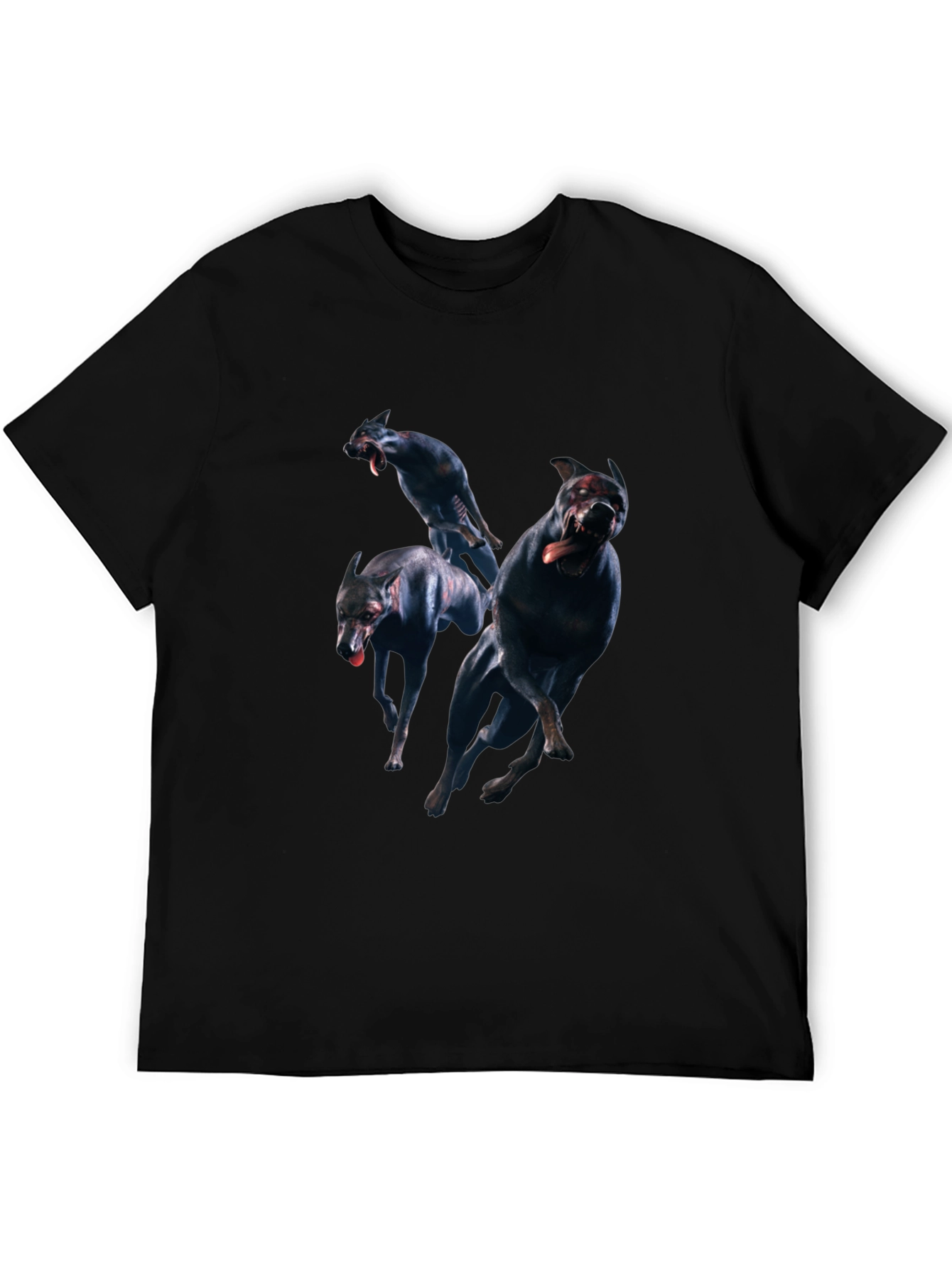 Mens Black T-Shirt with Dog Graphic