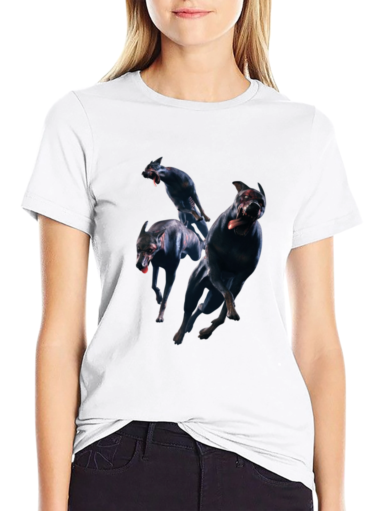 Mens Black T-Shirt with Dog Graphic