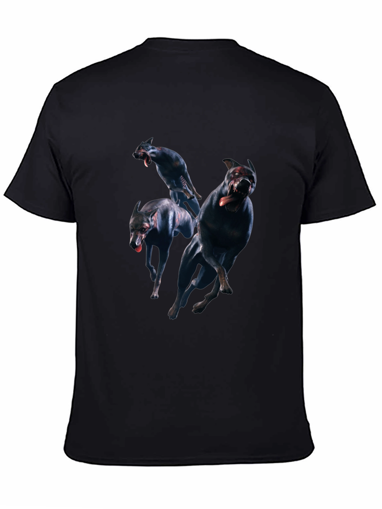 Mens Black T-Shirt with Dog Graphic