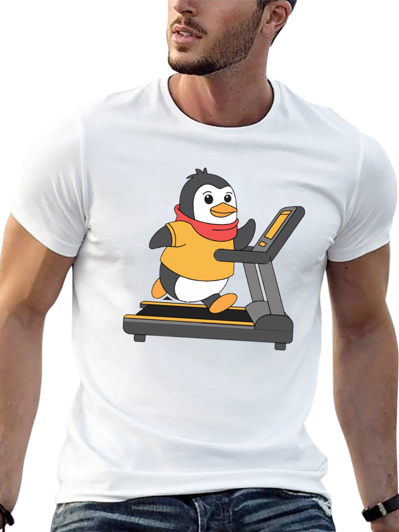 Penguin Treadmill Graphic Tee - Workout Humor