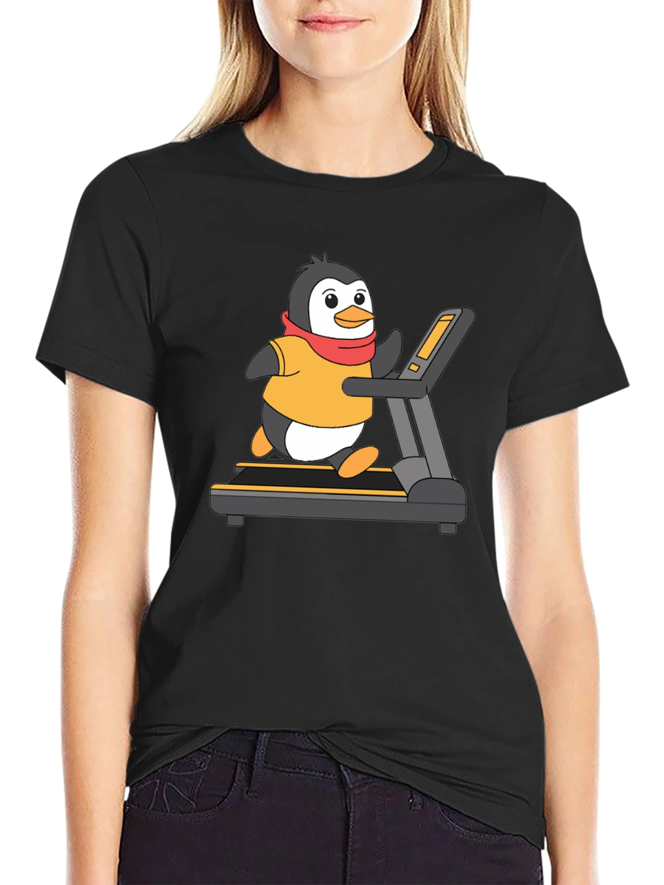 Penguin Treadmill Graphic Tee - Workout Humor