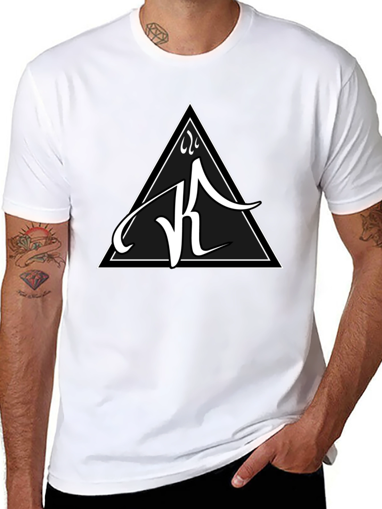 Black Tee with White Triangle Logo