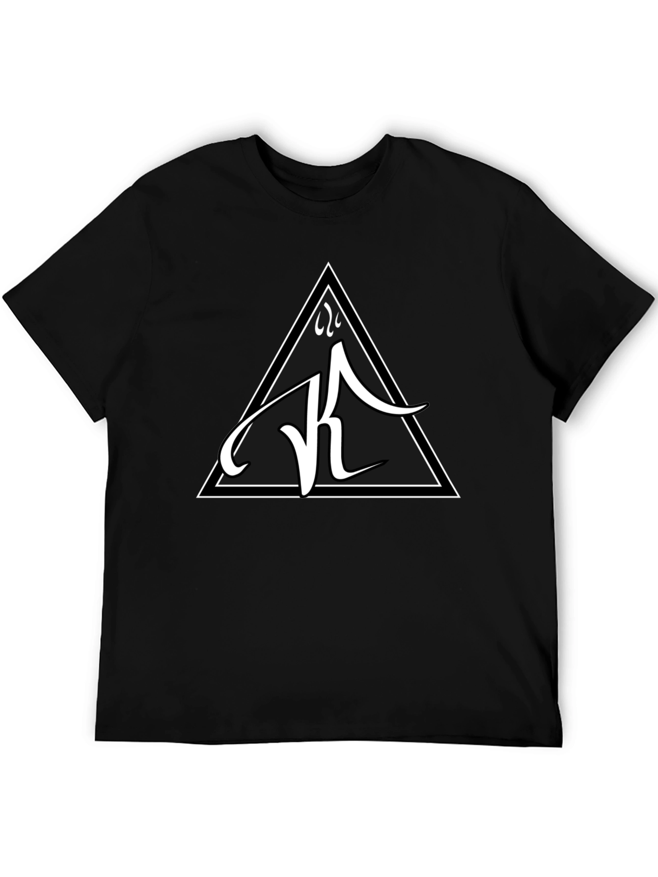 Black Tee with White Triangle Logo