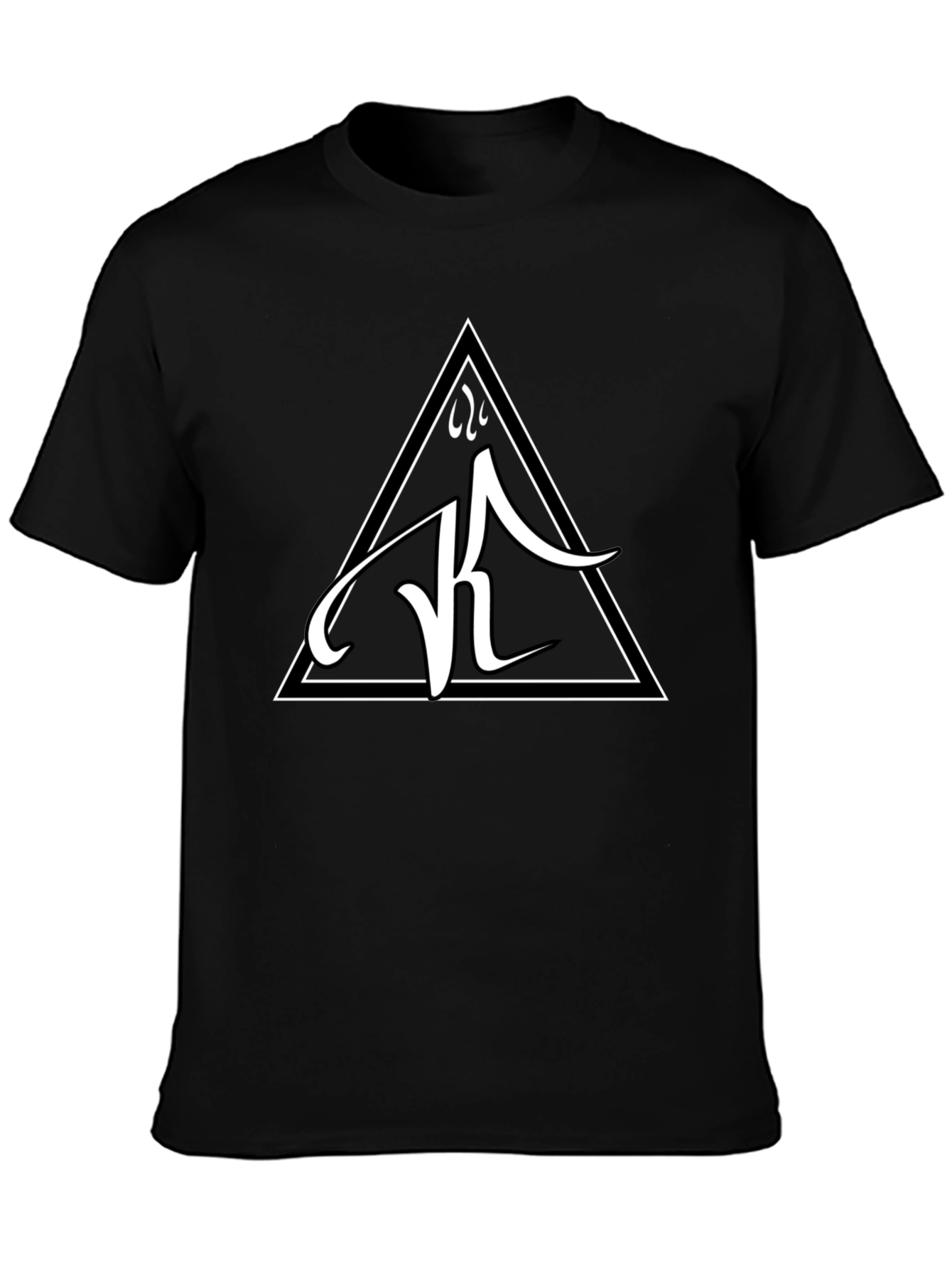 Black Tee with White Triangle Logo