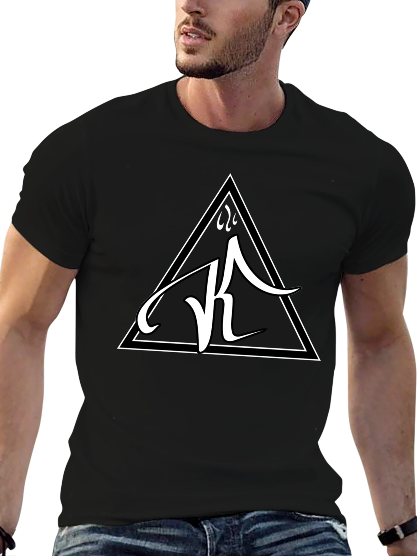 Black Tee with White Triangle Logo