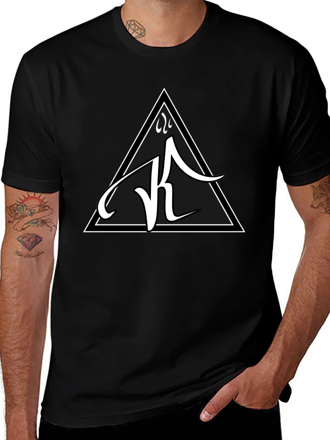 Black Tee with White Triangle Logo