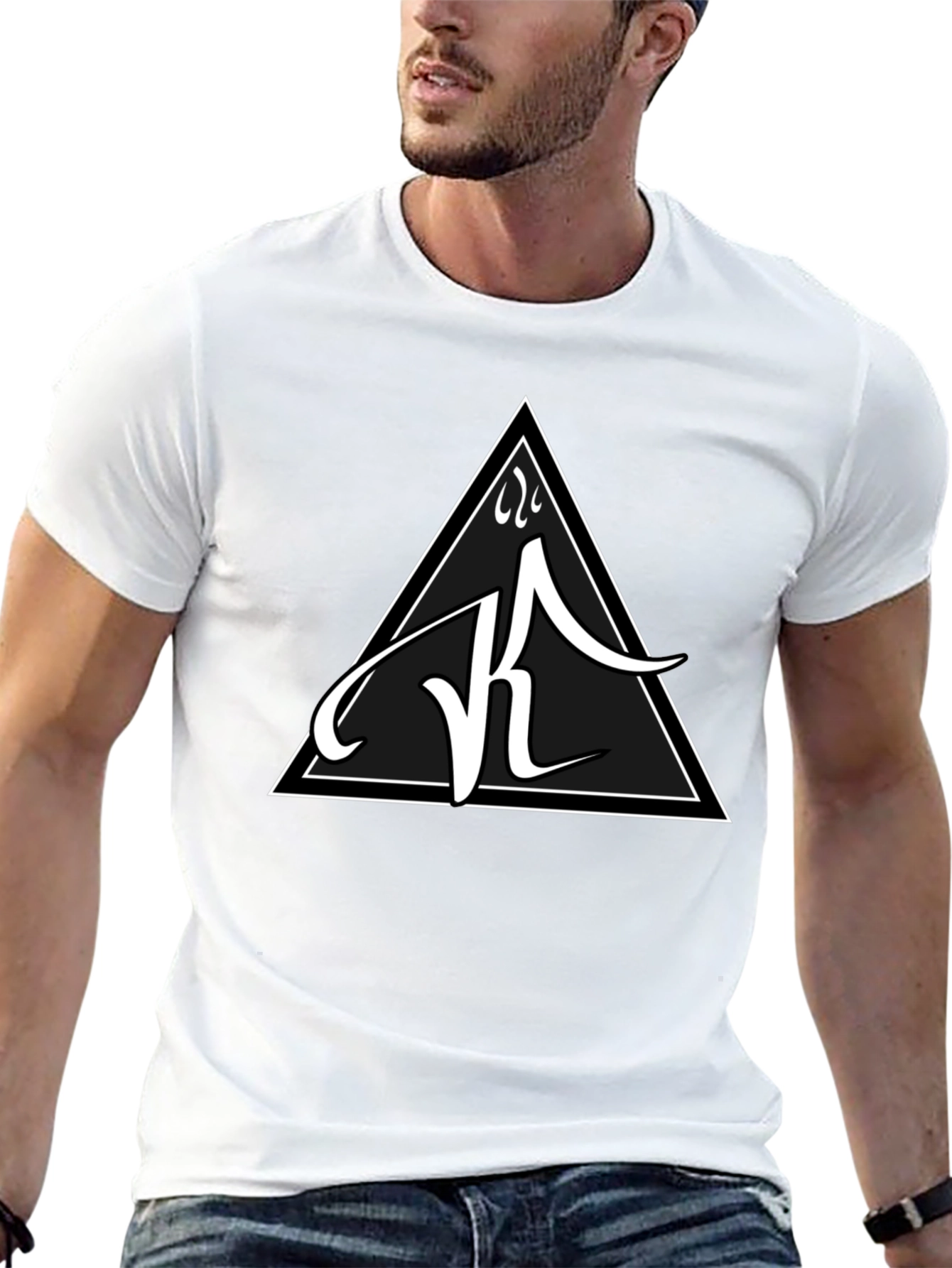 Black Tee with White Triangle Logo