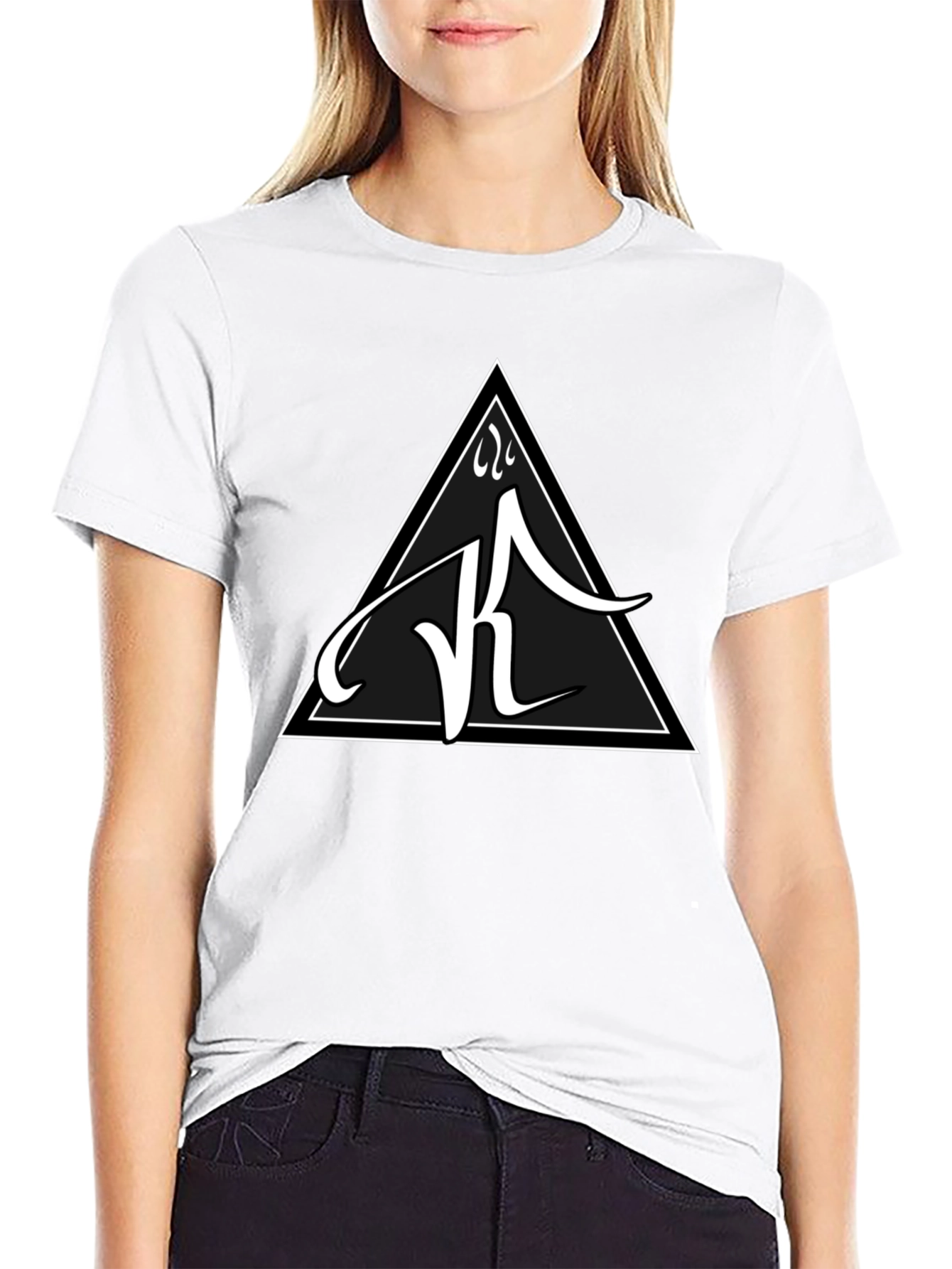 Black Tee with White Triangle Logo