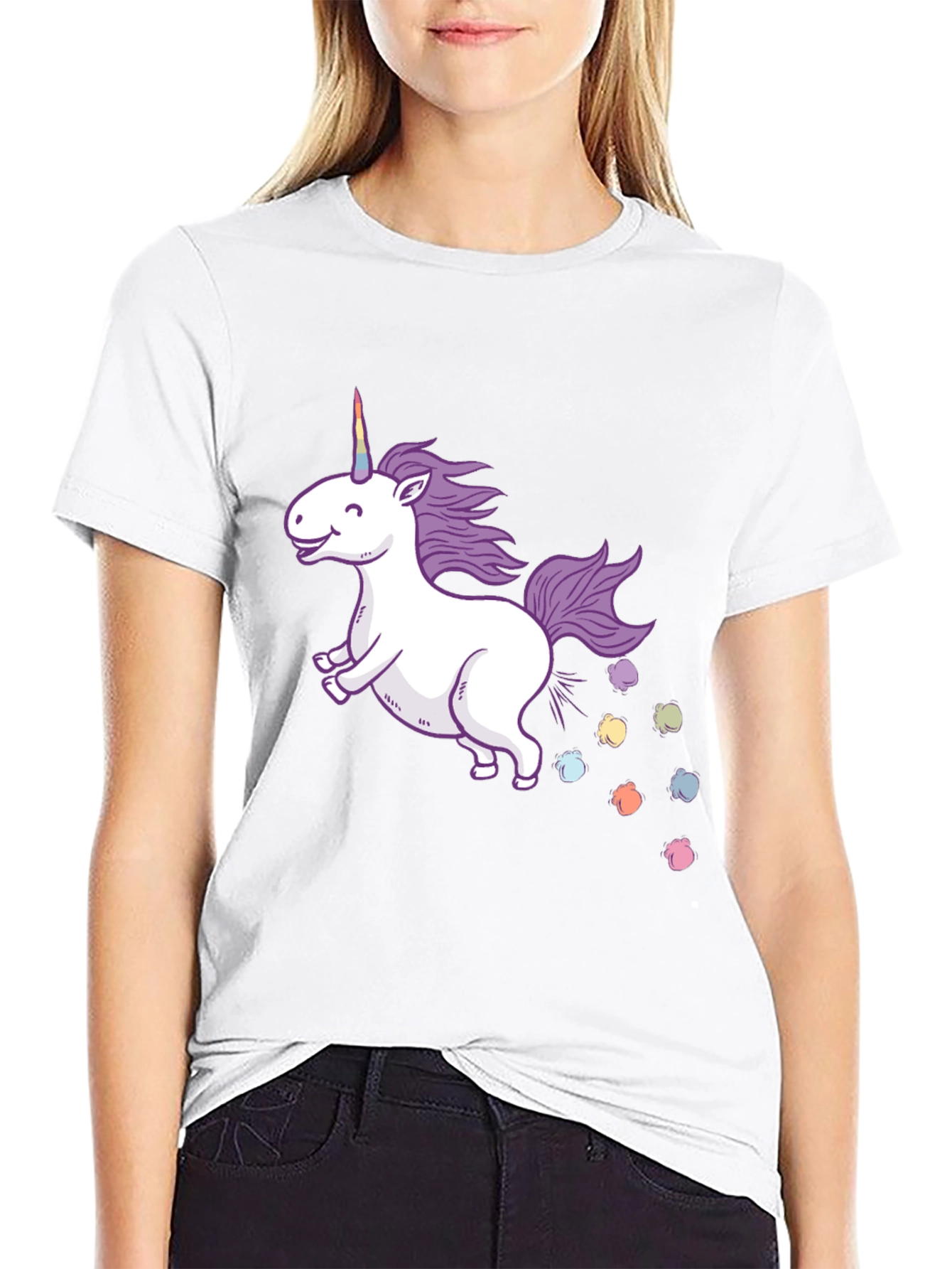 Unicorn Rainbow Poop Black T-Shirt