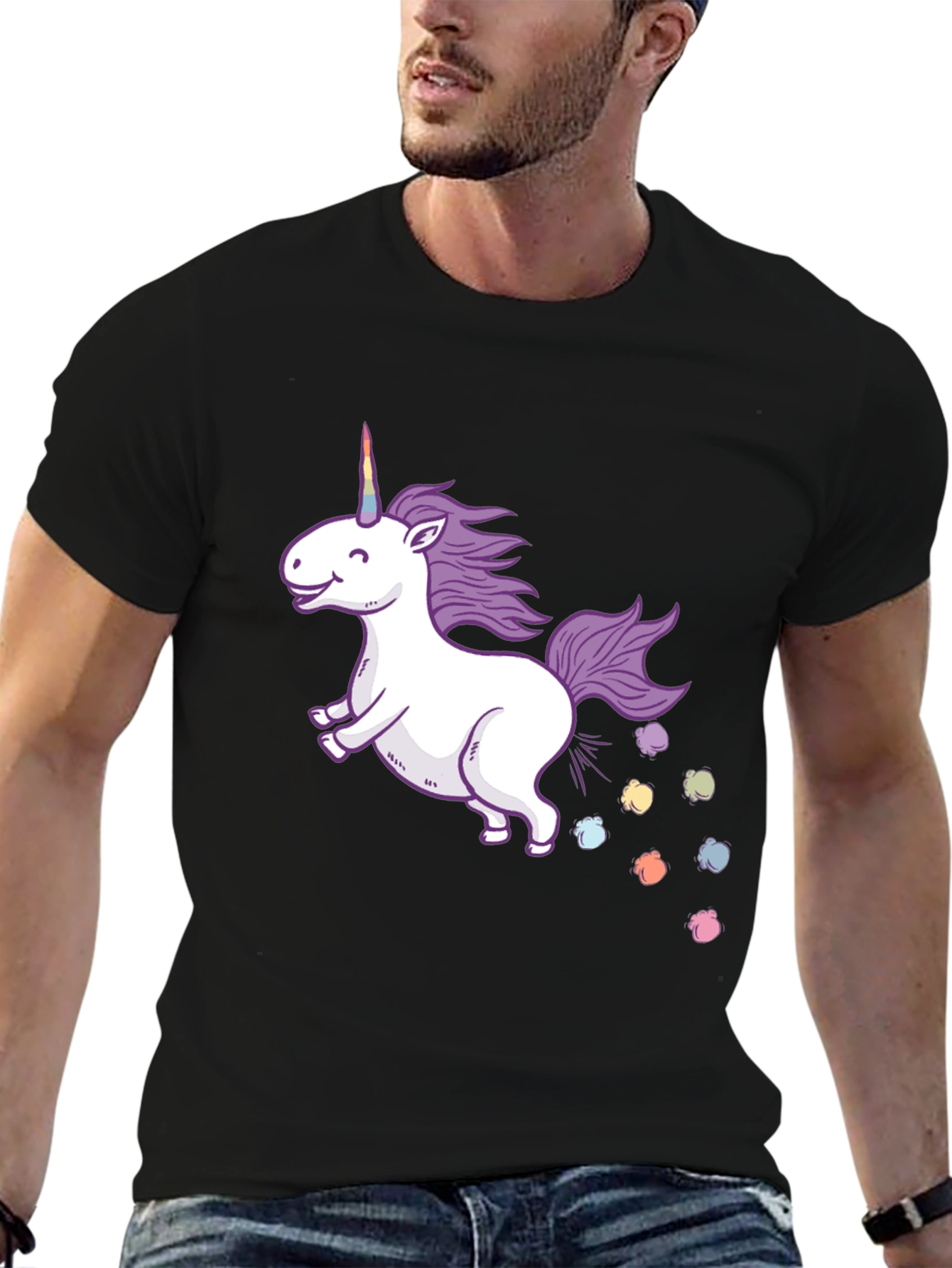 Unicorn Rainbow Poop Black T-Shirt