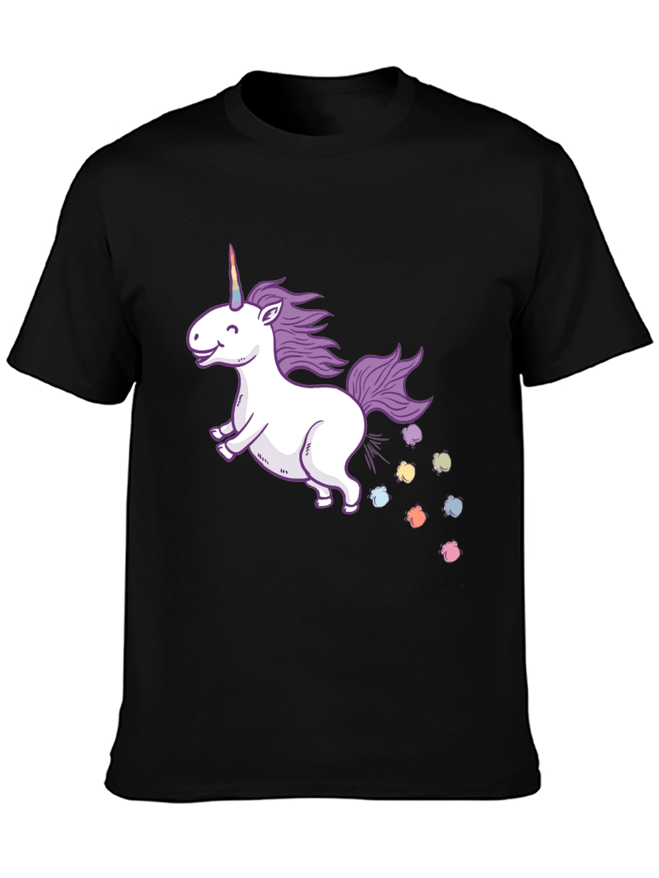 Unicorn Rainbow Poop Black T-Shirt