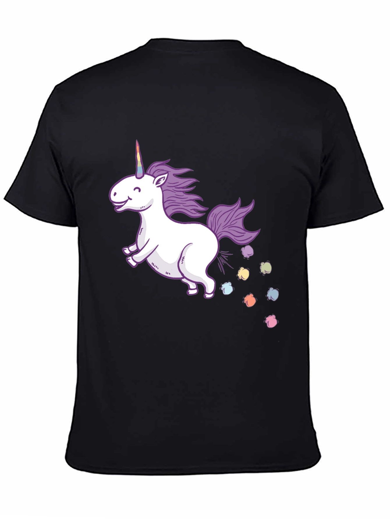 Unicorn Rainbow Poop Black T-Shirt